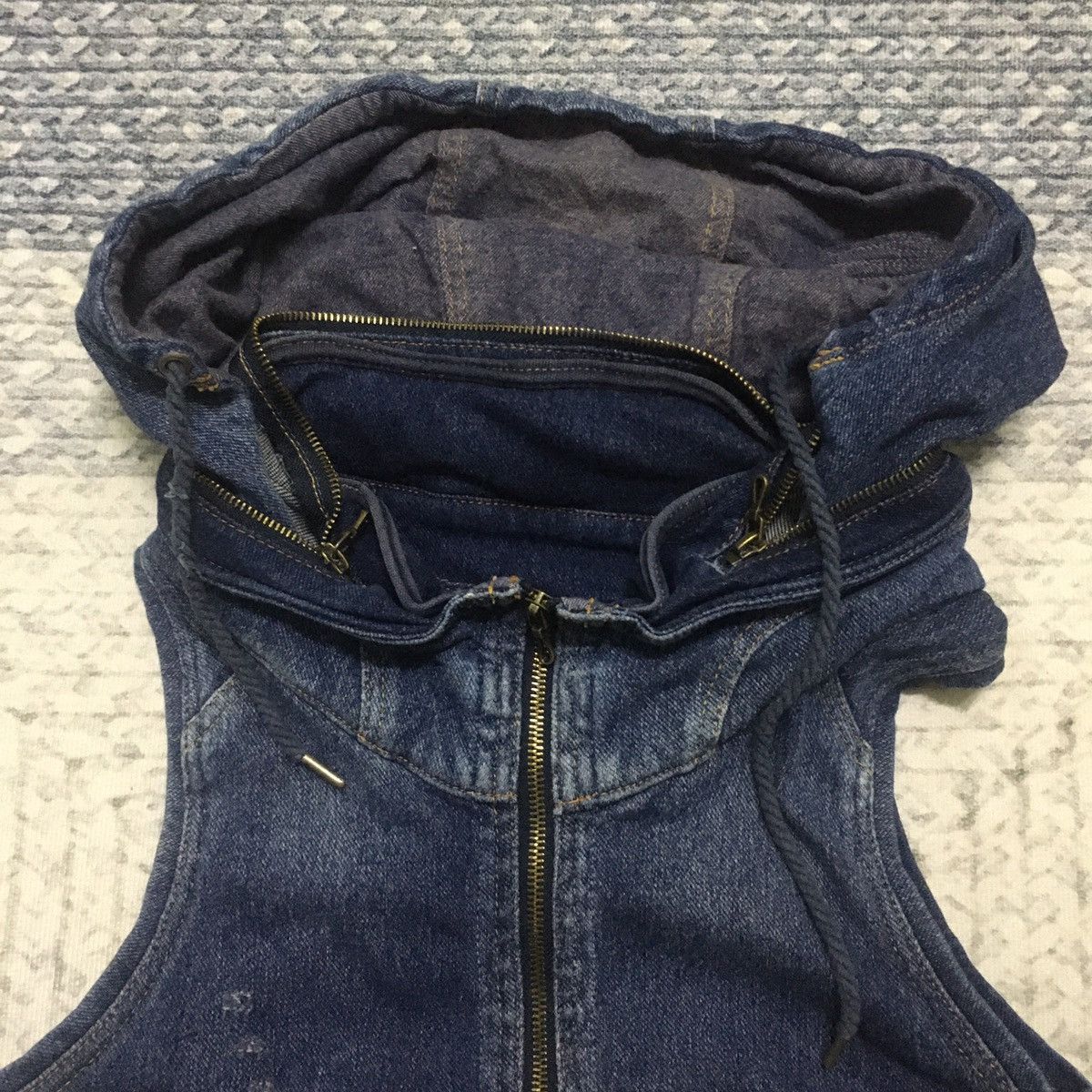 Japanese Brand Rare GOA Seditionaries Sleeveless Denim Jacket with Hoodie Size US XXS / EU 40 - 4 Thumbnail