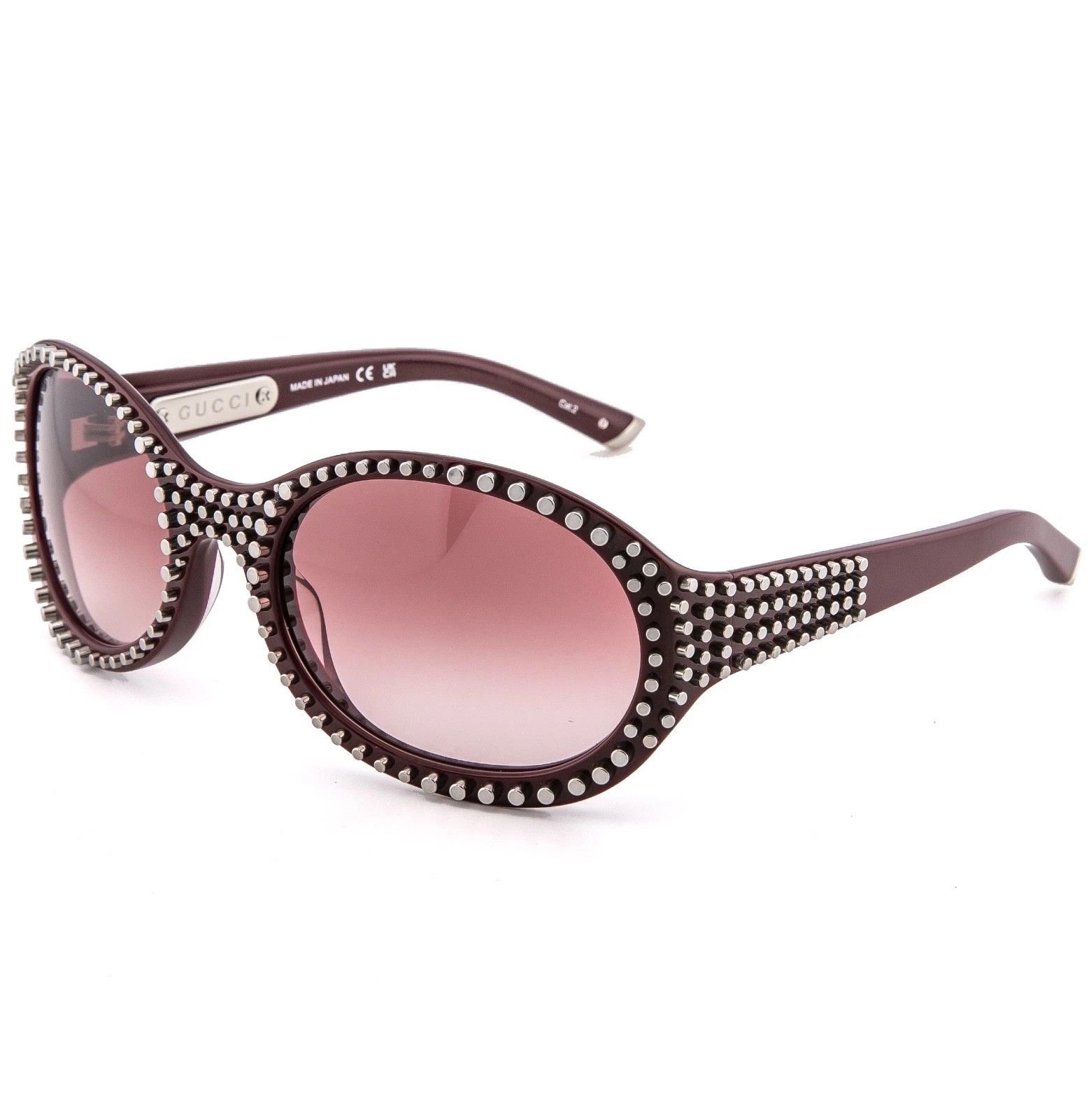 Gucci GUCCI GG2013S Burgundy 2013 Spike Fashion Sunglasses 002 Size ONE SIZE - 5 Thumbnail