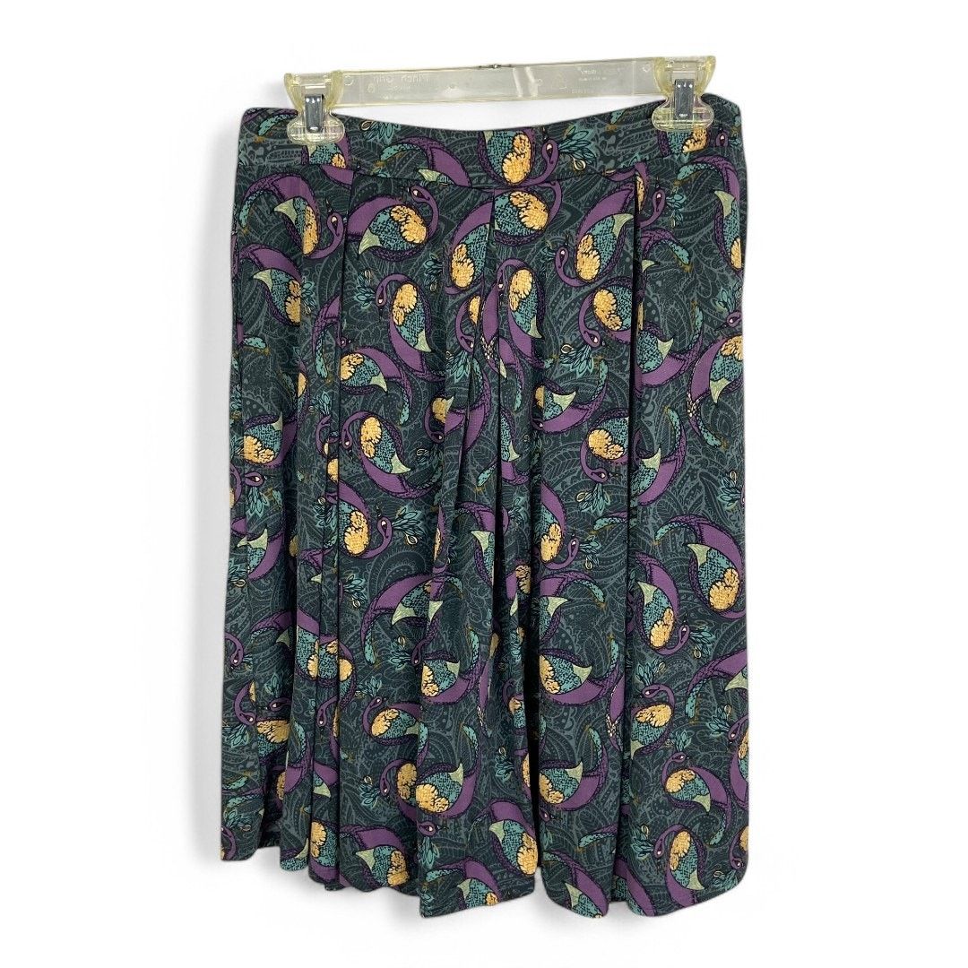 Other LuLaRoe Madison Skirt Purple Peacock Print Womens Large Size 31" - 2 Thumbnail