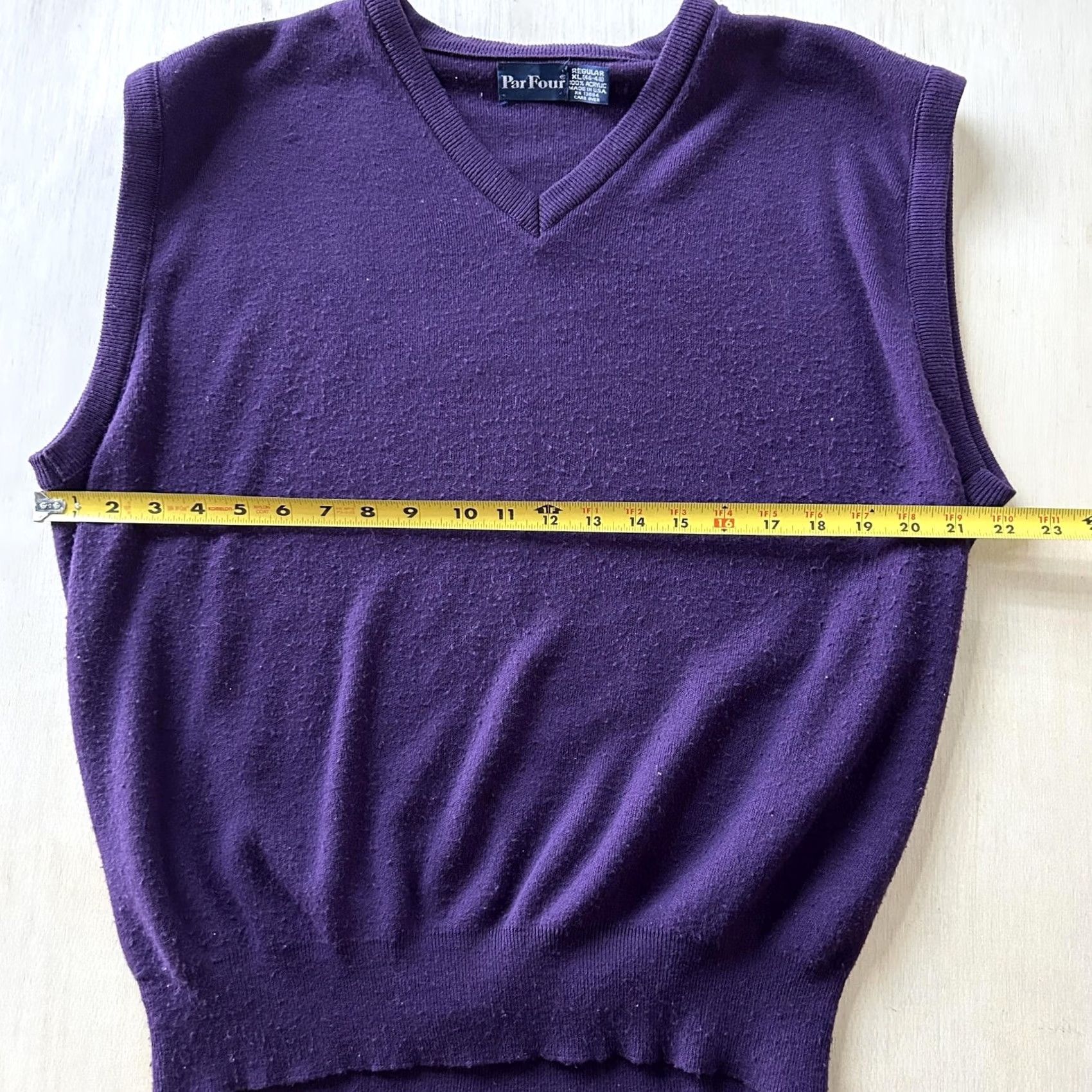 Vintage VINTAGE Par Four Sweater Vest Mens XL Purple V-Neck Knit Made USA Golf Vest Mens XL Purple V-Neck Acrylic Knit Size US XL / EU 56 / 4 - 5 Thumbnail