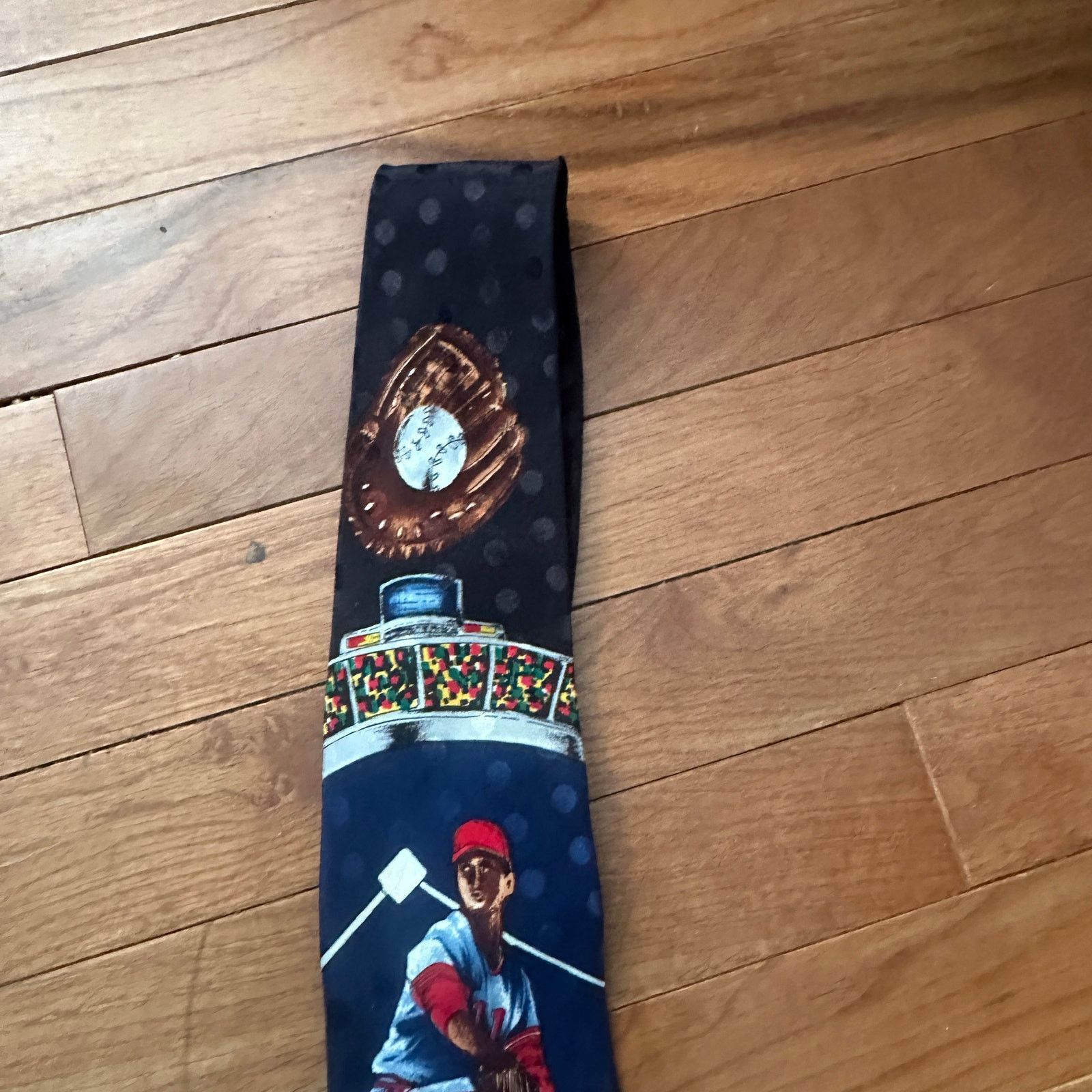 Vintage Vintage Mem's Studio 890 Silk Baseball Novelty Neck Tie Size ONE SIZE - 2 Thumbnail