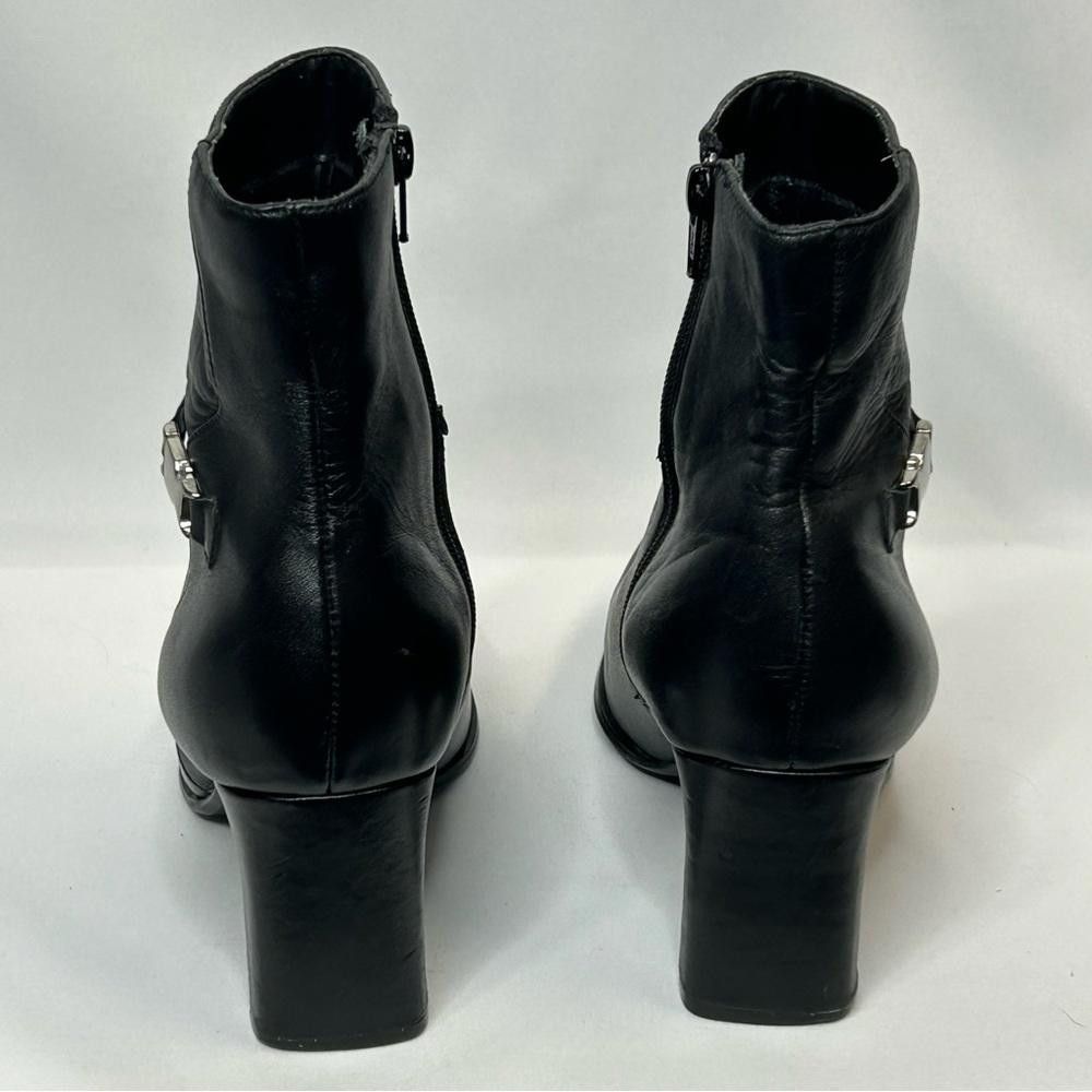 Designer Hillard & Hanson Black Leather Ankle Boots, Techno, 9 Size US 9 / IT 39 - 4 Thumbnail