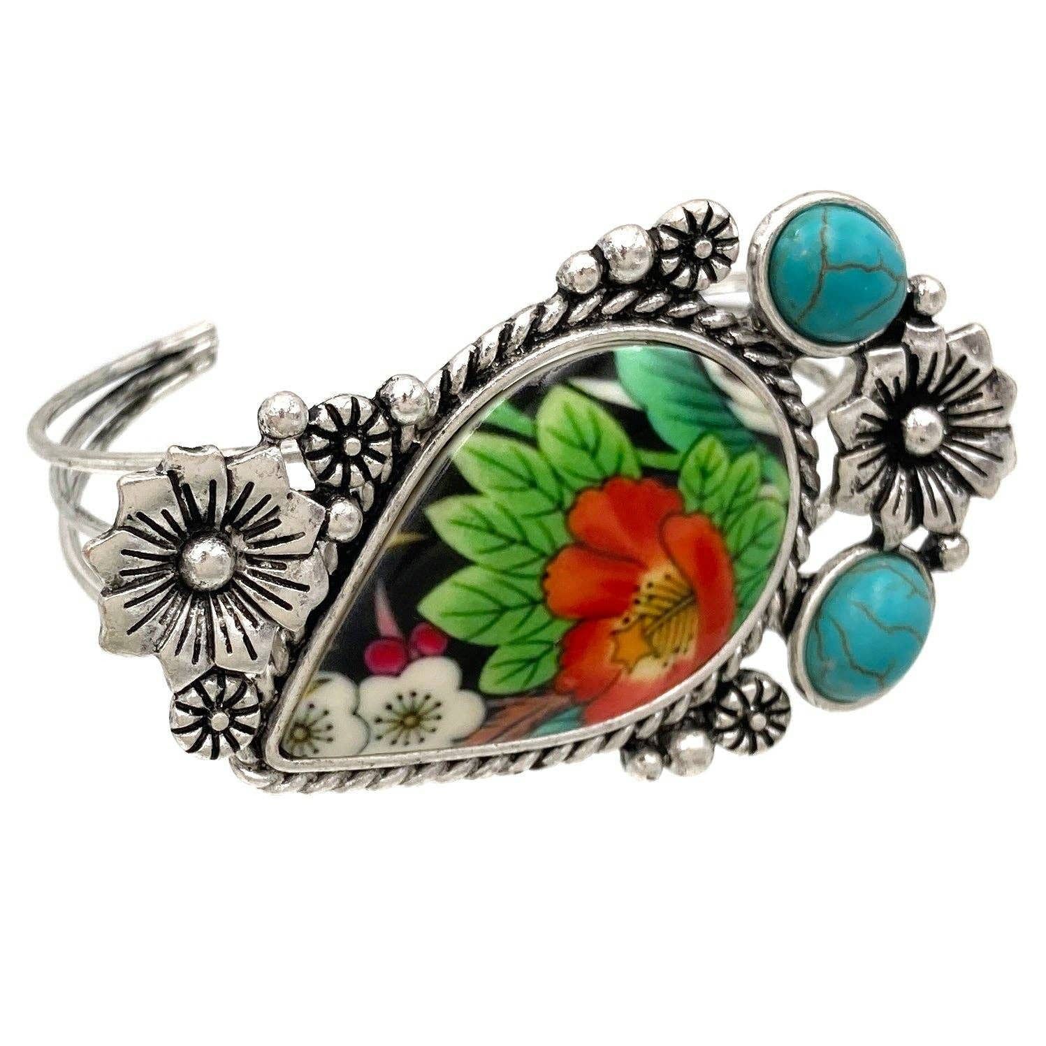 Other Boho Southwestern Turquoise Blossom Teardrop Resin Floral Ba Size ONE SIZE - 3 Thumbnail