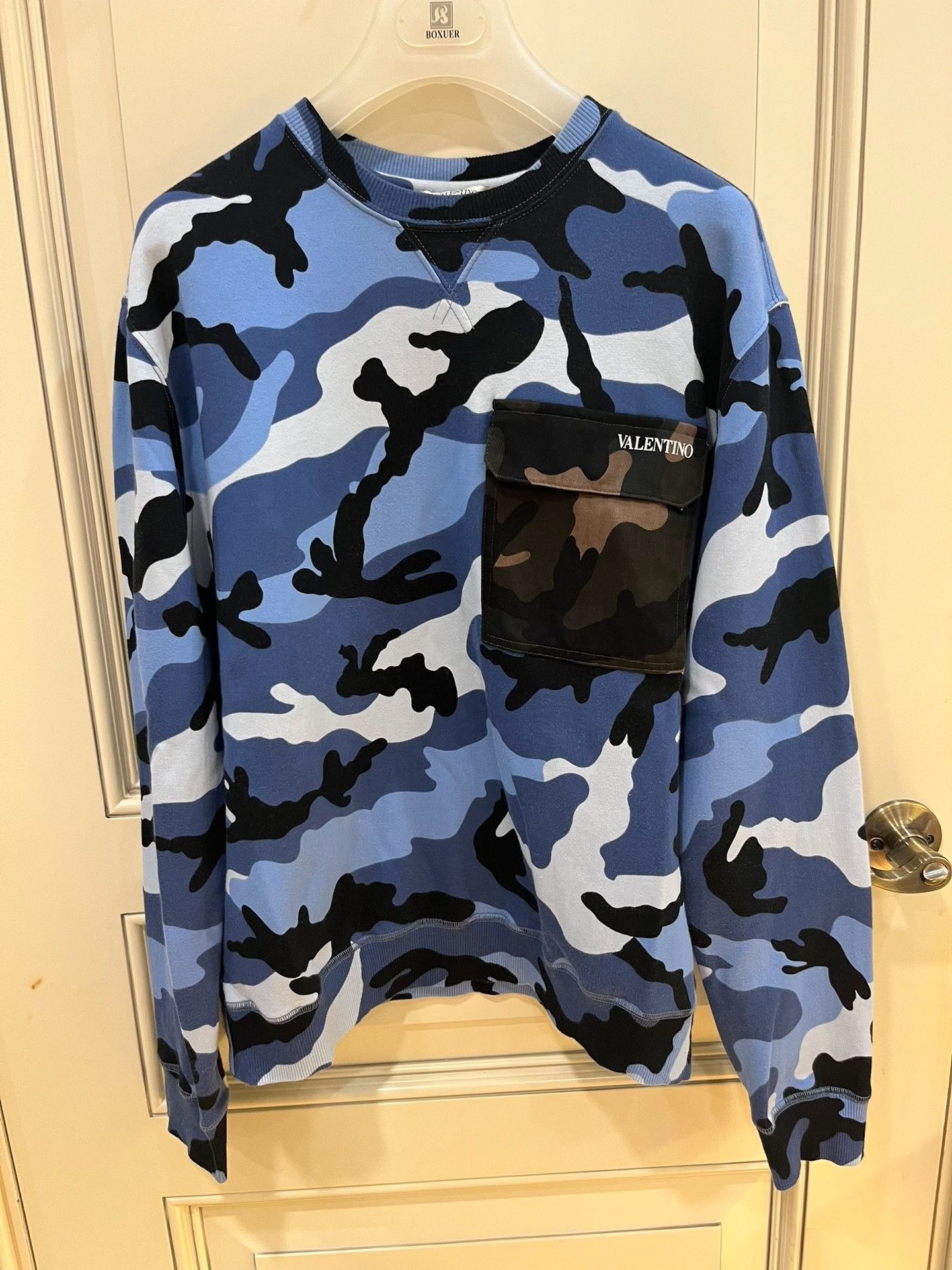 Valentino Valentino Blue Camouflage Crewneck Sweater Size US S / EU 44-46 / 1 - 1 Thumbnail