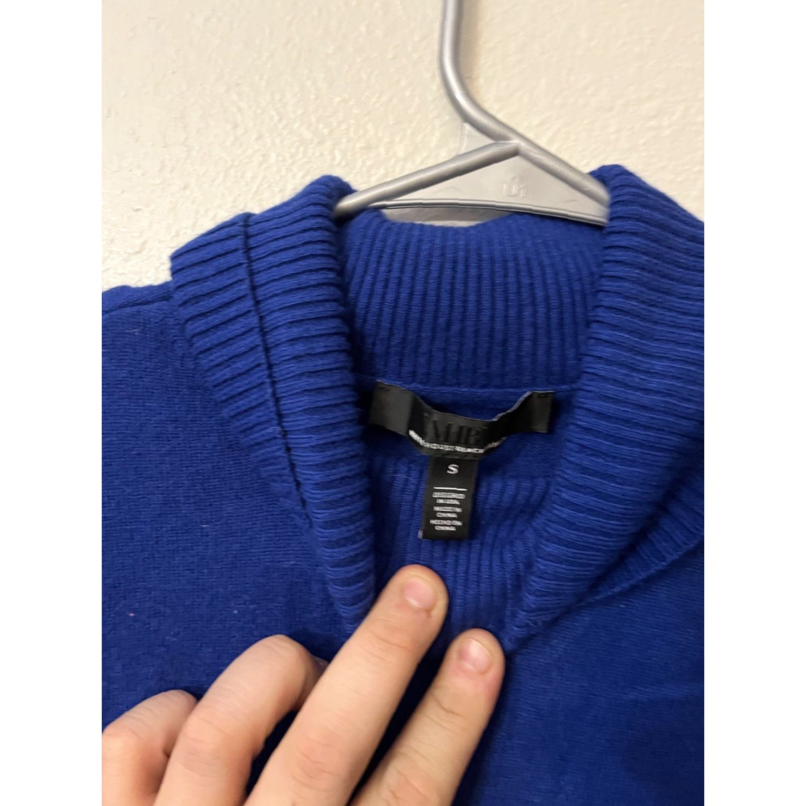 White House Black Market White House Black Market Shirt Womens S Blue Turtleneck Ribbed Long Sleeve Sweater Size S / US 4 / IT 40 - 3 Thumbnail