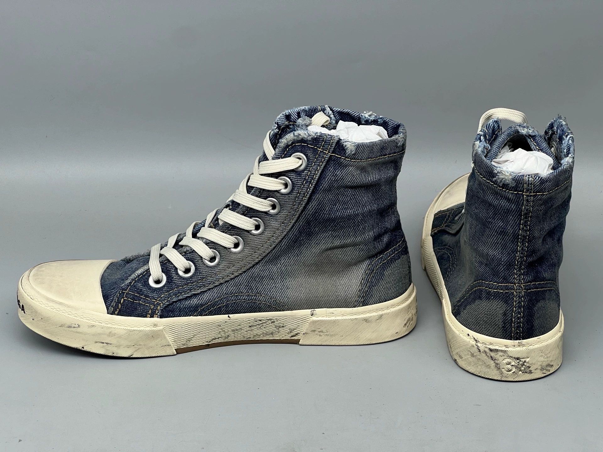 Balenciaga balenciaga blue distressed high-top sneakers Size US 7.5 / EU 40-41 - 3 Thumbnail