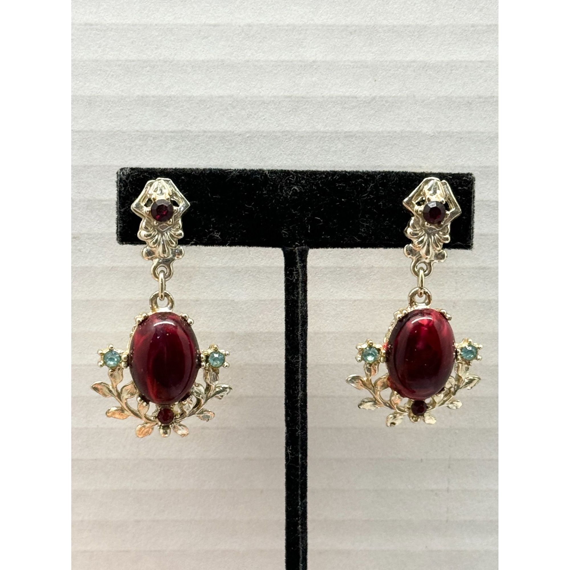 Vintage Vintage red rhinestone dangle earrings Size ONE SIZE - 4 Thumbnail