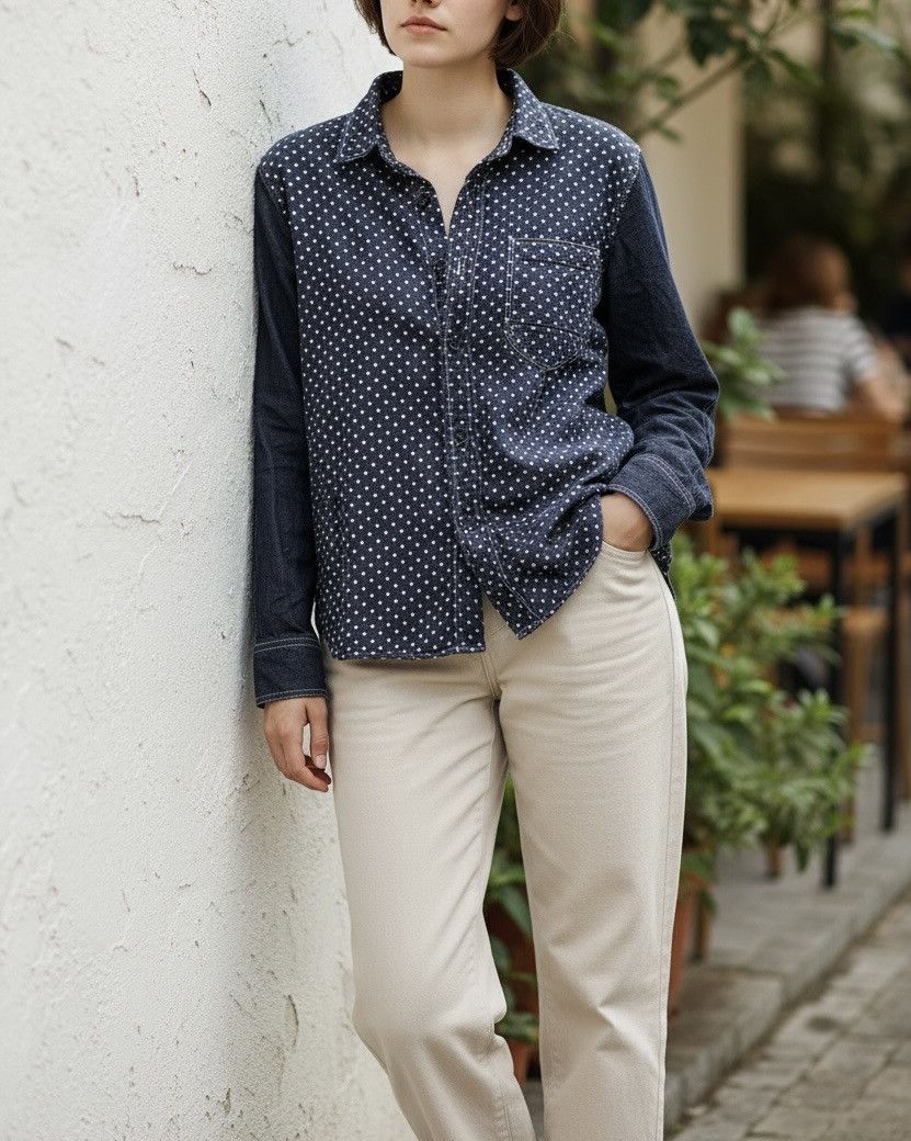 Comme des Garcons CDG homme AD2013 hybrid polkadot button up Size US S / EU 44-46 / 1 - 2 Thumbnail