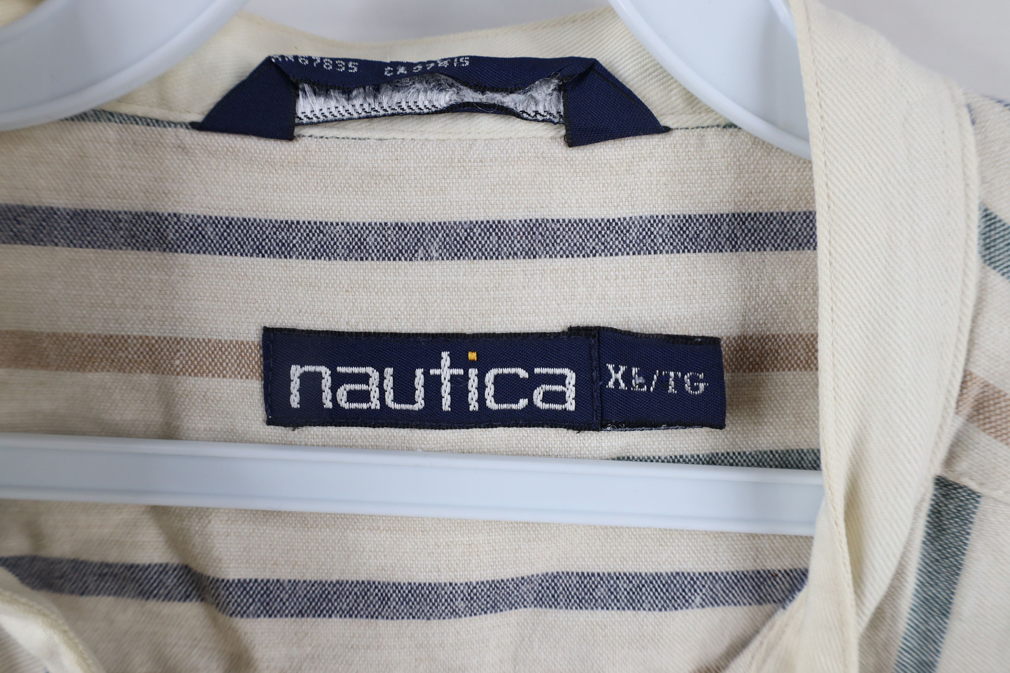 Nautica × Vintage Vintage 90s Nautica Rainbow Striped Band Collar Button Shirt Size US XL / EU 56 / 4 - 5 Thumbnail