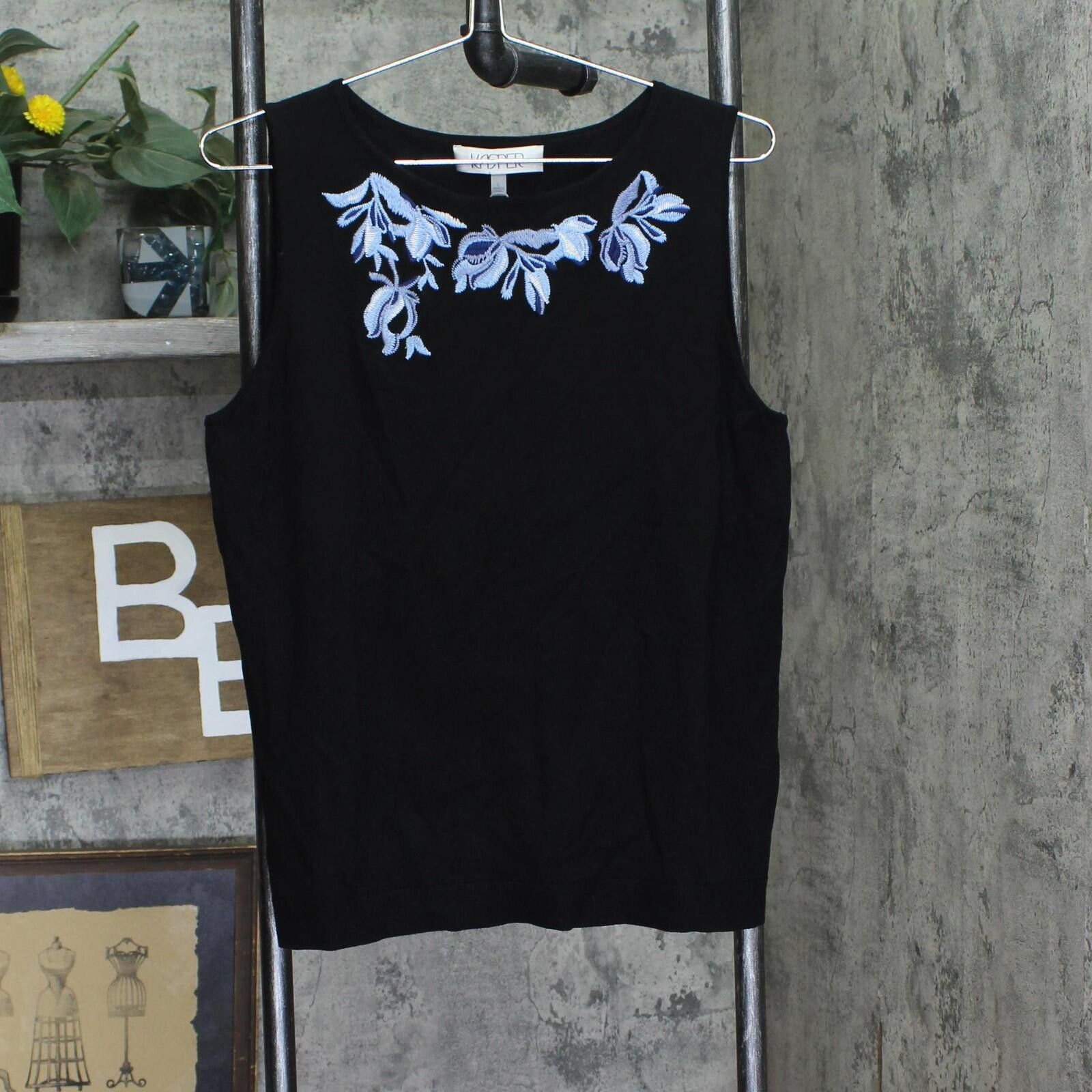 Other Nwt Kasper Knit Embroidered Top 10924833 Black Multi L Size L / US 10 / IT 46 - 1 Thumbnail