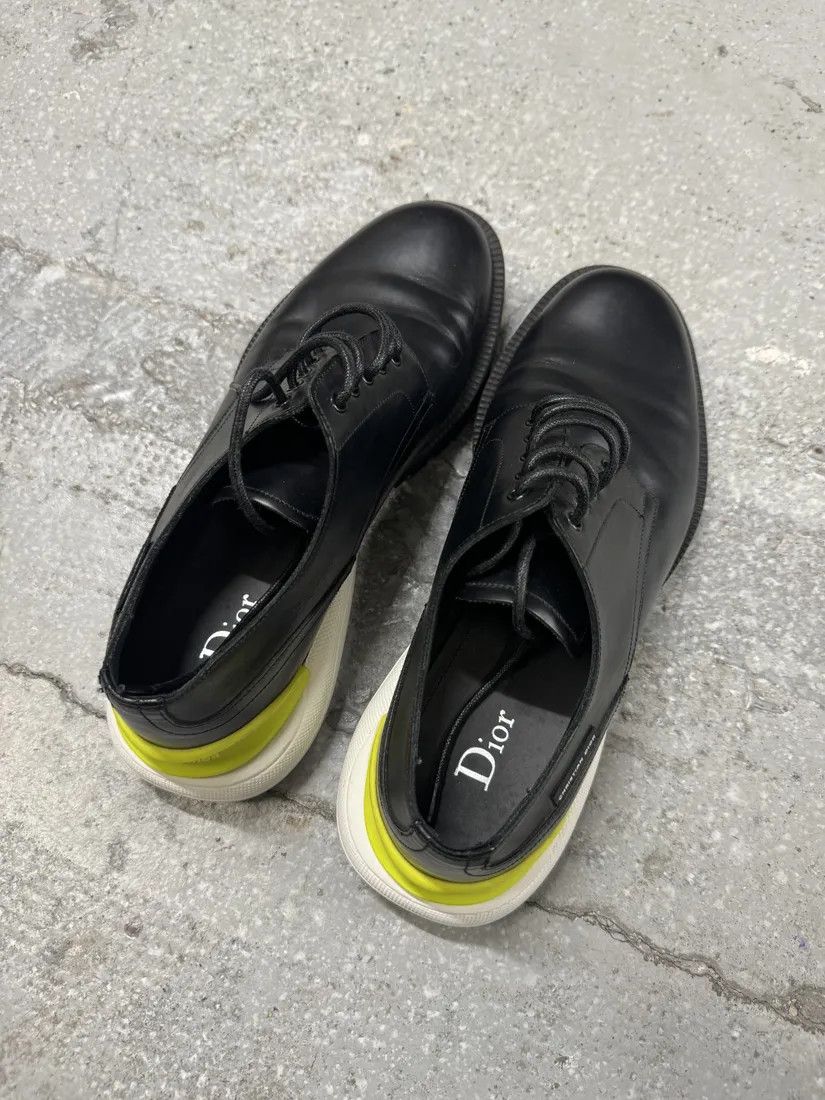 Dior × Vintage Christian Dior Yellow & Black Derby Leather Shoes by Kim Jones Size US 7.5 / EU 40-41 - 3 Thumbnail