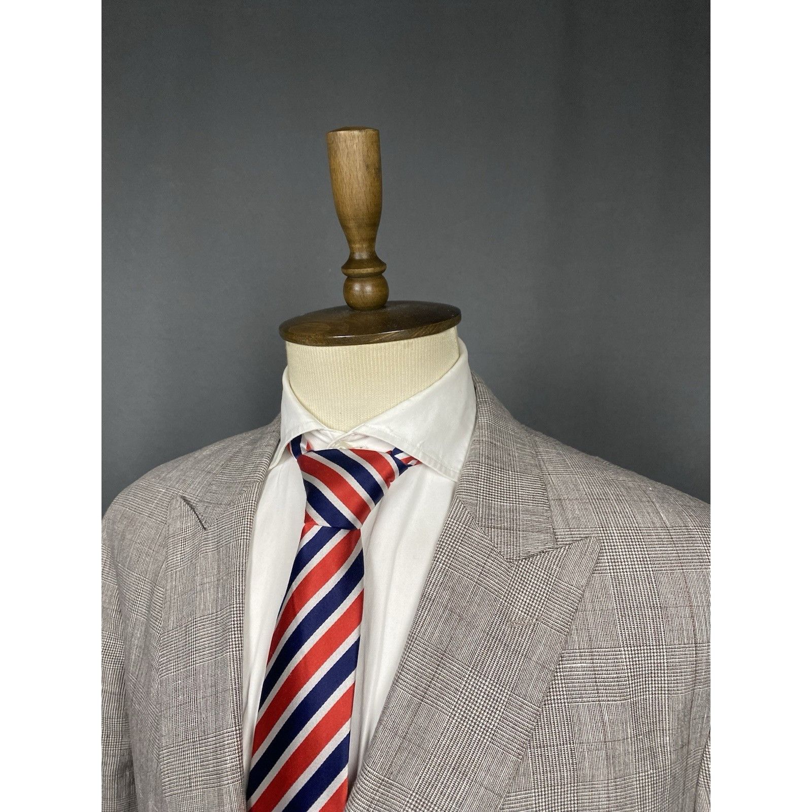 Hackett NWT GREAT Hackett Saville Row Gray Checked Linen Double Brea Size 48R - 5 Thumbnail