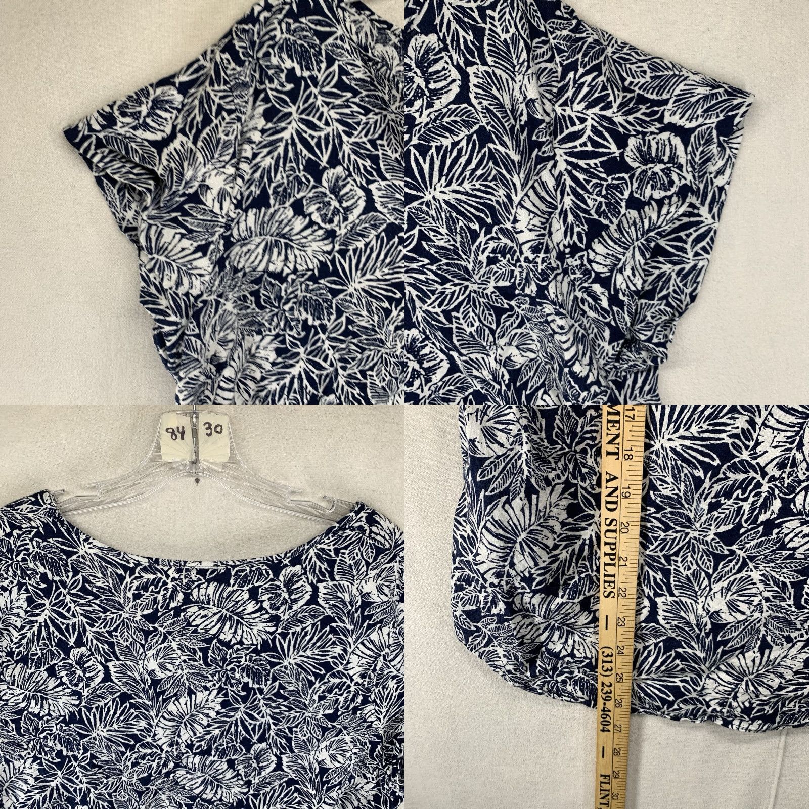 Jones New York VINTAGE Jones New York Women’s Linen Blend Top V-Neck Casual Relaxed Fit Short Sleeve Floral Beach Tropical 1X Size XL / US 12-14 / IT 48-50 - 8 Thumbnail