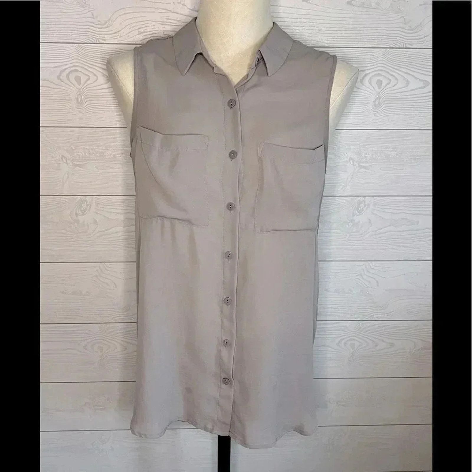Divided Divided Gray Sleeveless Shirt Collared Workwear Size 4 Size S / US 4 / IT 40 - 1 Thumbnail