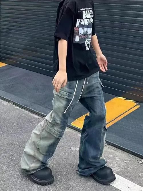 VIBE High Street Gradient Wash Y2K Hip Hop Micro Flare Work Jeans Size US 30 / EU 46 - 4 Thumbnail