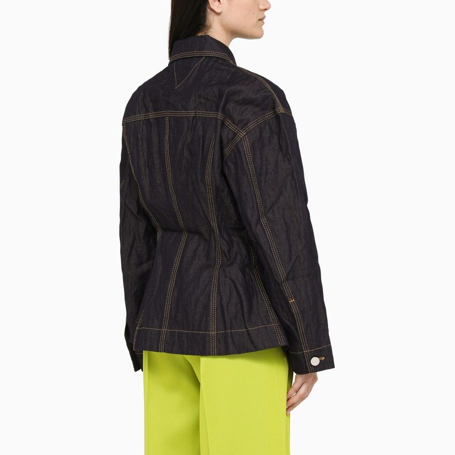 Bottega Veneta o1d2blof0824 Denim Jacket in Dark Blue Size S / US 4 / IT 40 - 3 Thumbnail