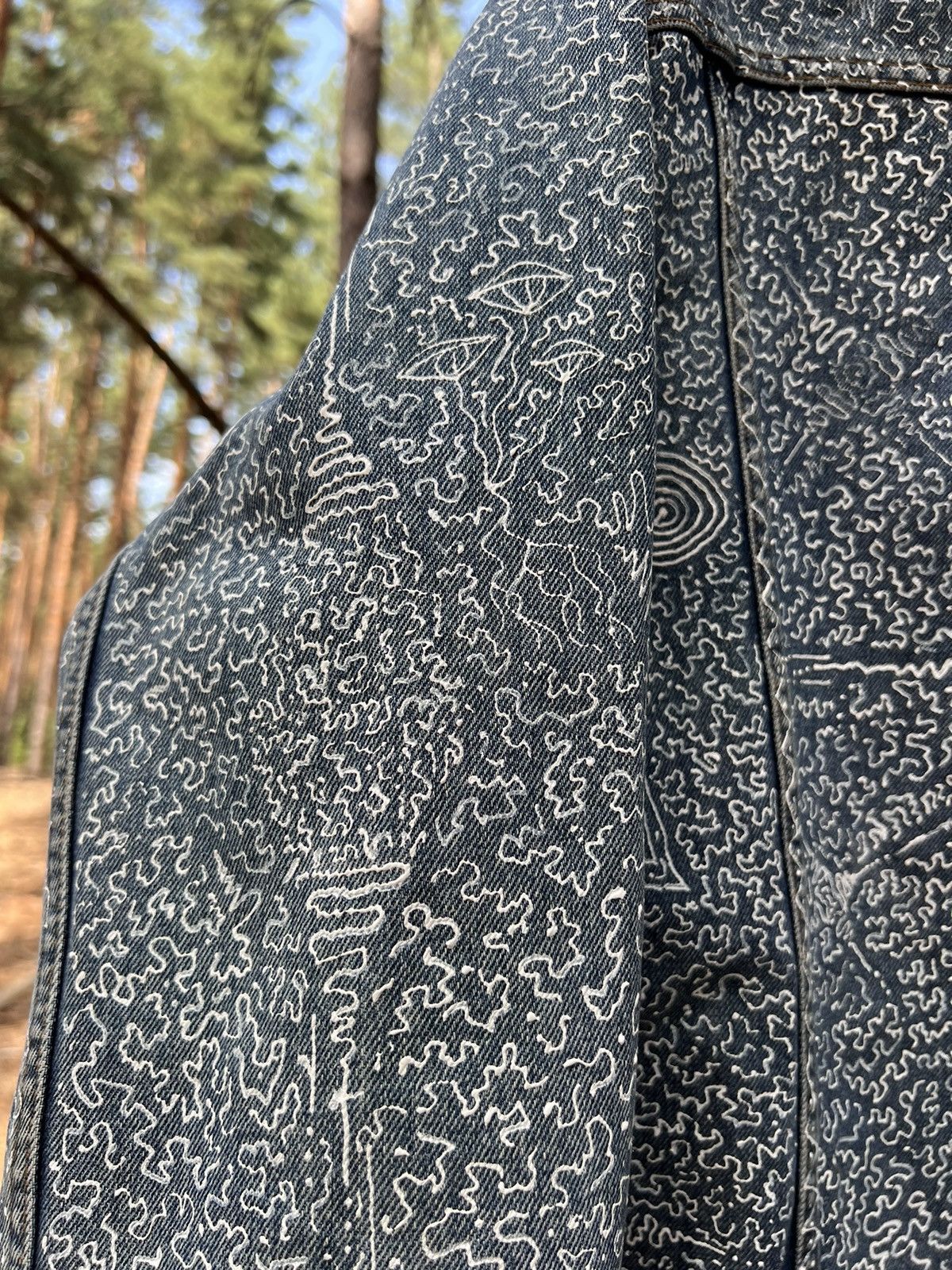 Other Custom ethnical bilateral distressed denim jacket Size US L / EU 52-54 / 3 - 6 Thumbnail