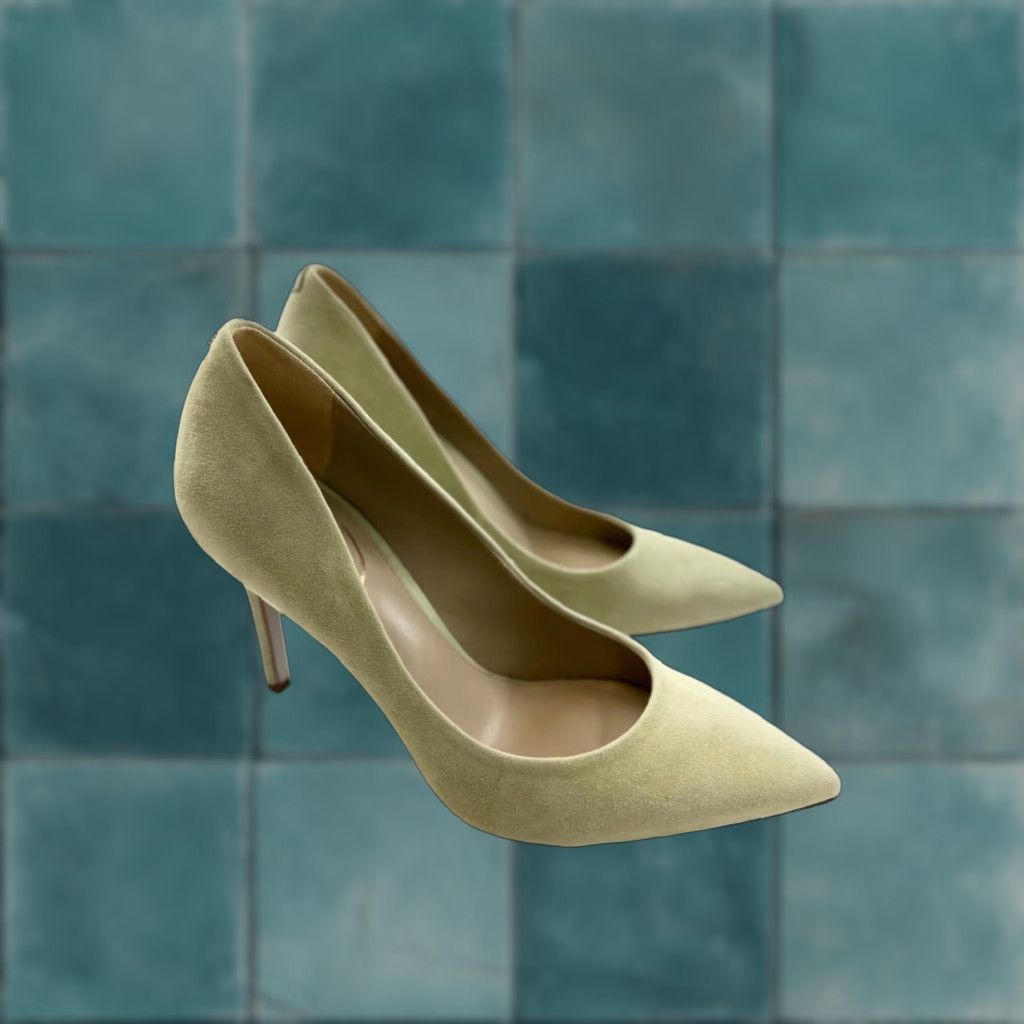 Sam Edelman Hazel Pump Heel Shoes Womens 7.5 Green Suede Comfort Stiletto Slip On Classic