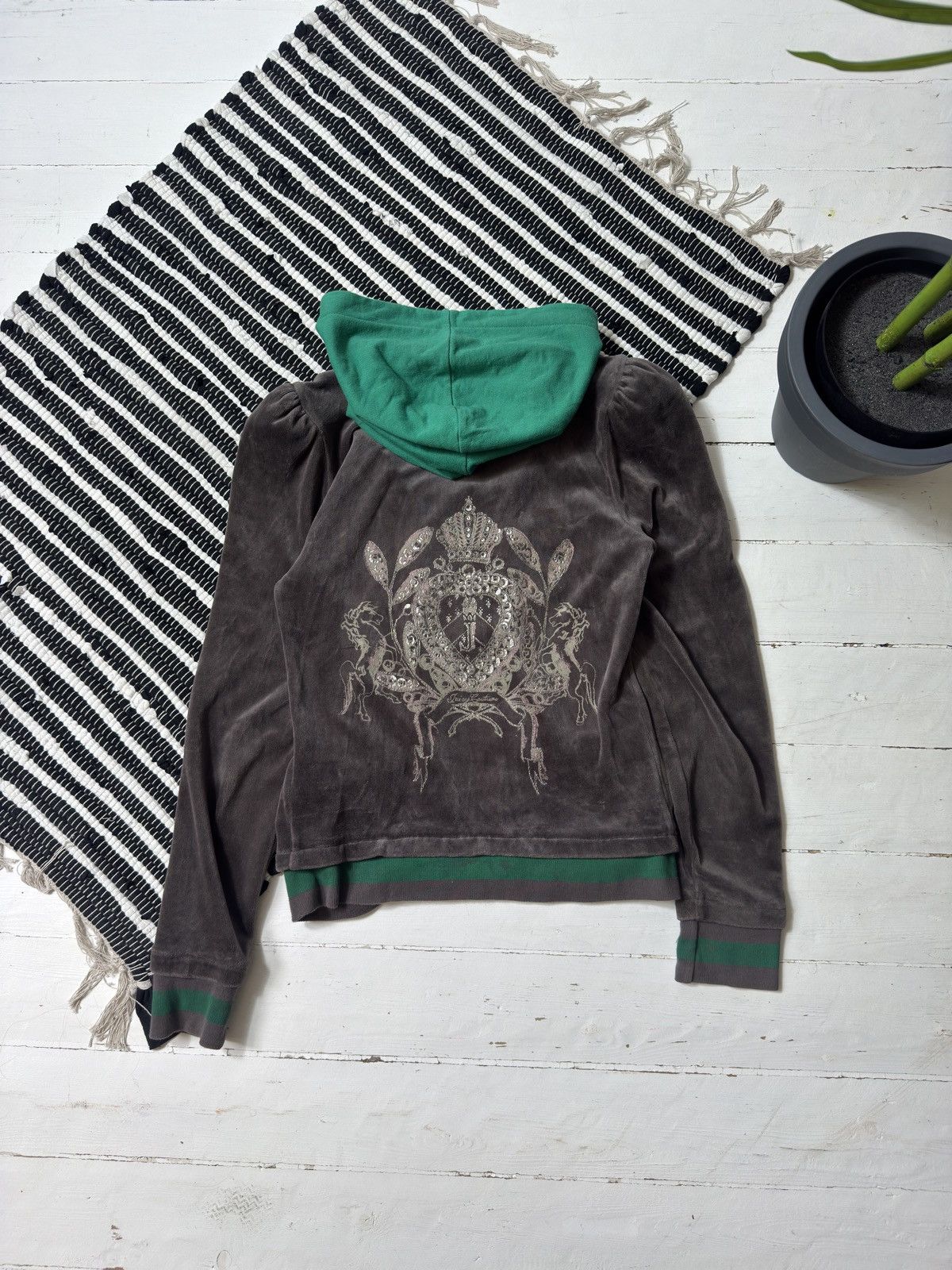 Juicy Couture VINTAGE JUICY COUTURE 2000s VELOUR ZIP UP HOODIE Size S / US 4 / IT 40 - 1 Thumbnail