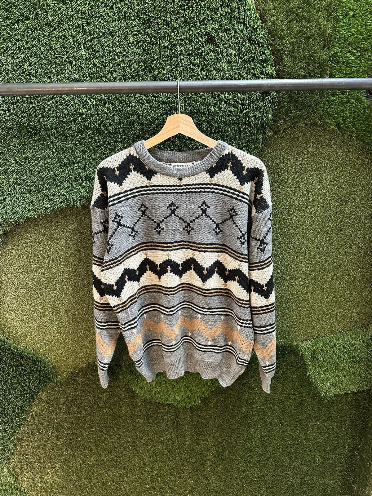 Vintage Vintage Entourage Striped Abstract Sweater Medium Size US M / EU 48-50 / 2 - 1 Thumbnail