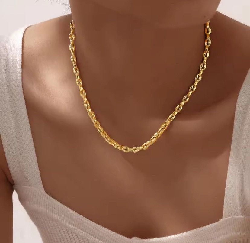 Handmade 5mm Handmade Gold Plated Stainless Steel Rolo Chain Necklace Size ONE SIZE - 4 Thumbnail