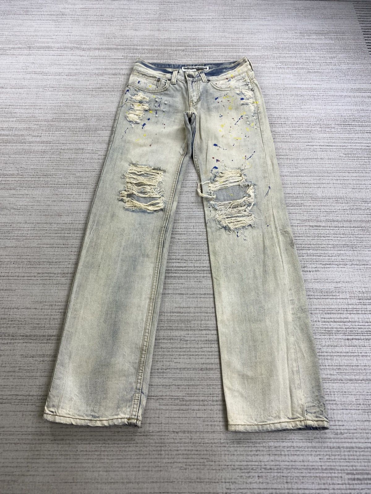 If Six Was Nine 🔥Vtg A Nameless Brand Splatter Paint Distressed Denim Jeans Size US 28 / EU 44 - 1 Thumbnail