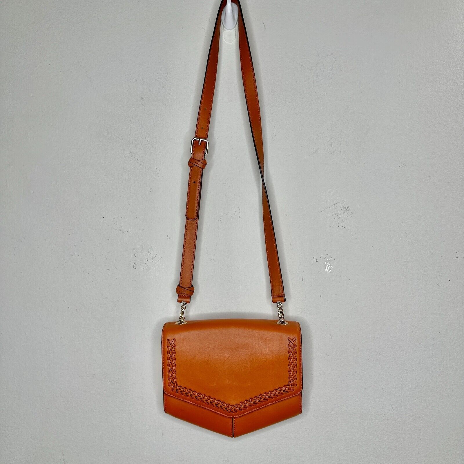 Sandro NWOT Sandro Camel Leather Crossbody Bag Lou MM Curcuma Purse Size ONE SIZE - 4 Thumbnail