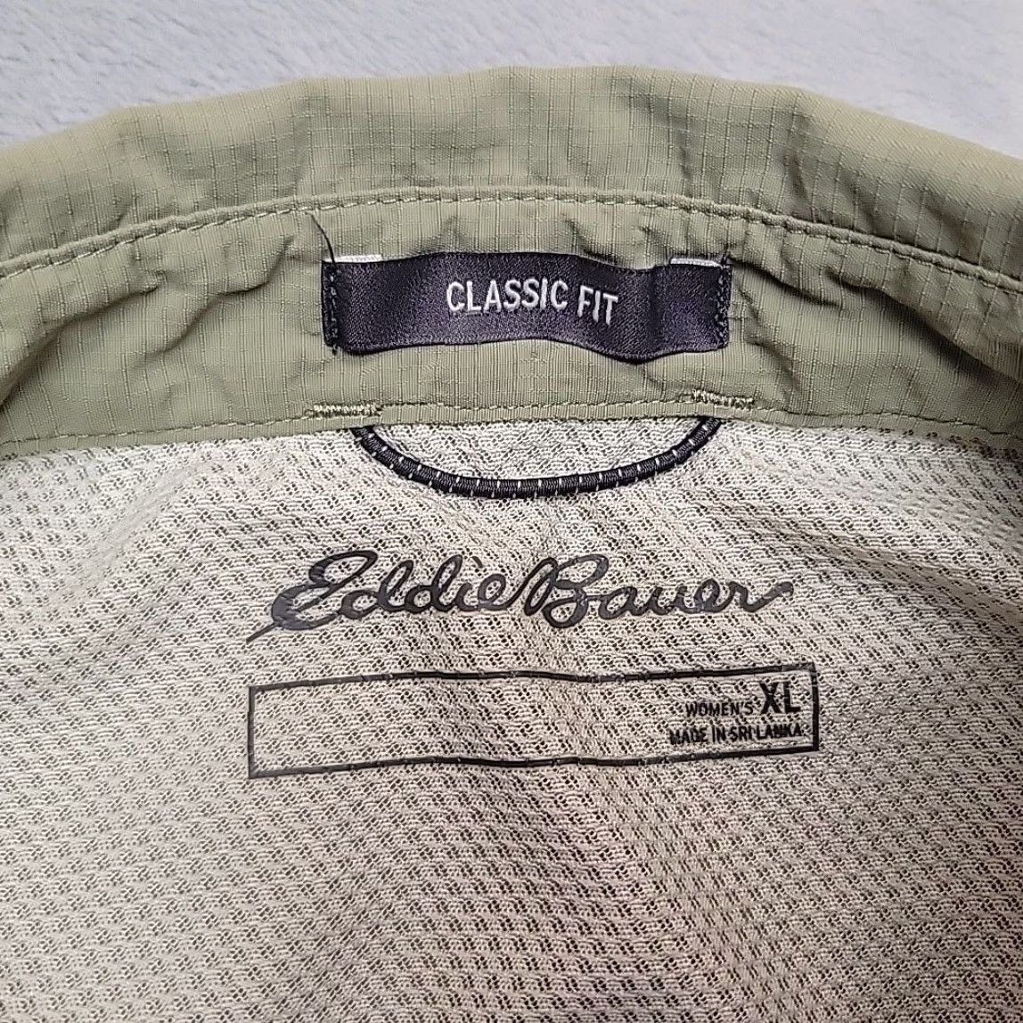 Eddie Bauer Eddie Bauer Shirt Women XL Green Vented Nylon Fishing Hiking Gorp Core Outdoors Button-Up Short Sleeve Casual Outdoor Nature UV Protection Pockets Size XL / US 12-14 / IT 48-50 - 3 Thumbnail