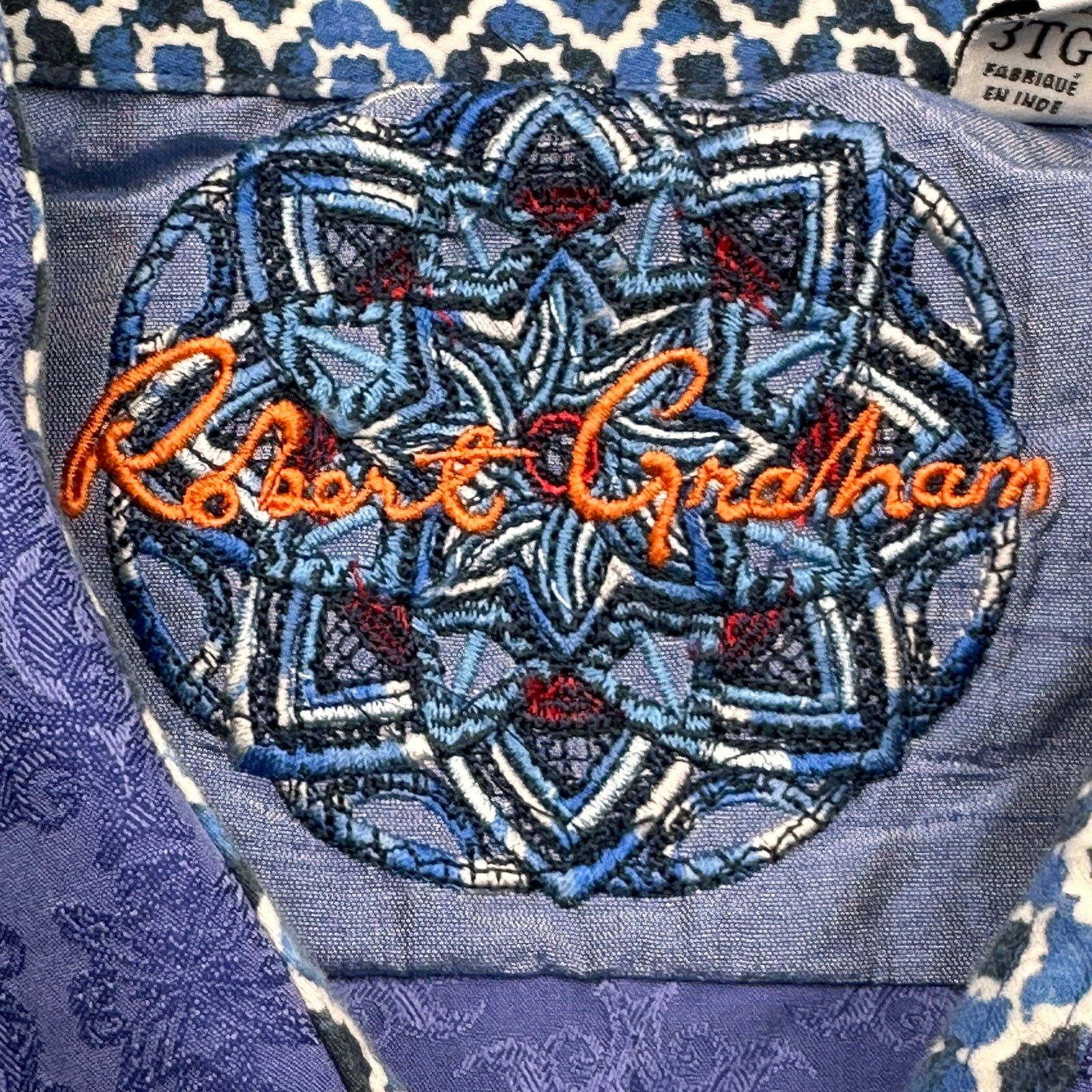 Robert Graham Robert Graham Short Sleeve Blue Button Up Shirt Mens 3XL Size US XXL / EU 58 / 5 - 13 Thumbnail