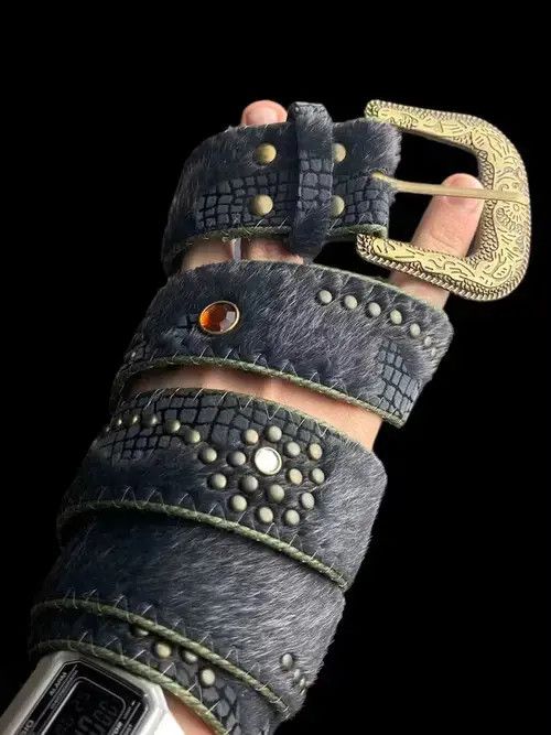 Other Japanese Vintage Mohair Ornament Crystals Punk Belt Size ONE SIZE - 2 Thumbnail