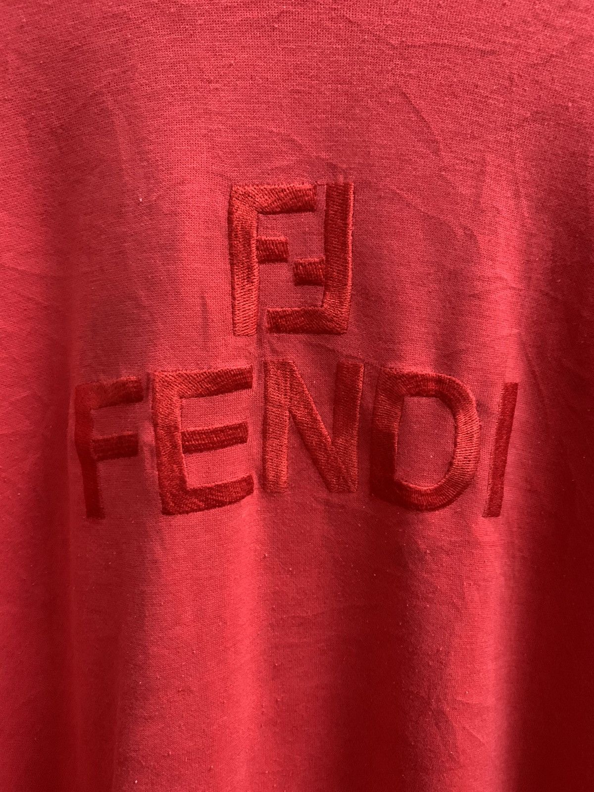 Fendi 🔥HOT🔥 FENDI EMBROIDERED LOGO RED HOODIE VERY RARE Size US L / EU 52-54 / 3 - 2 Thumbnail