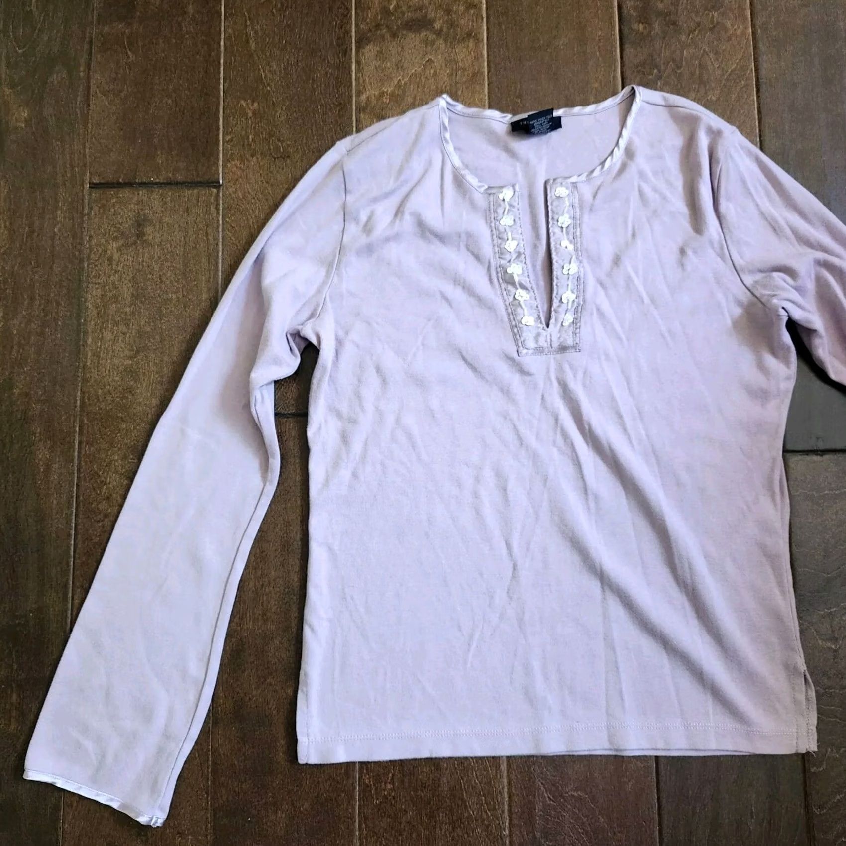Vintage The Limited Women’s JUNIOR Purple V-Neck Long Sleeve T-Shirt M, Pullover, Casual/Party Size M / US 6-8 / IT 42-44 - 3 Thumbnail