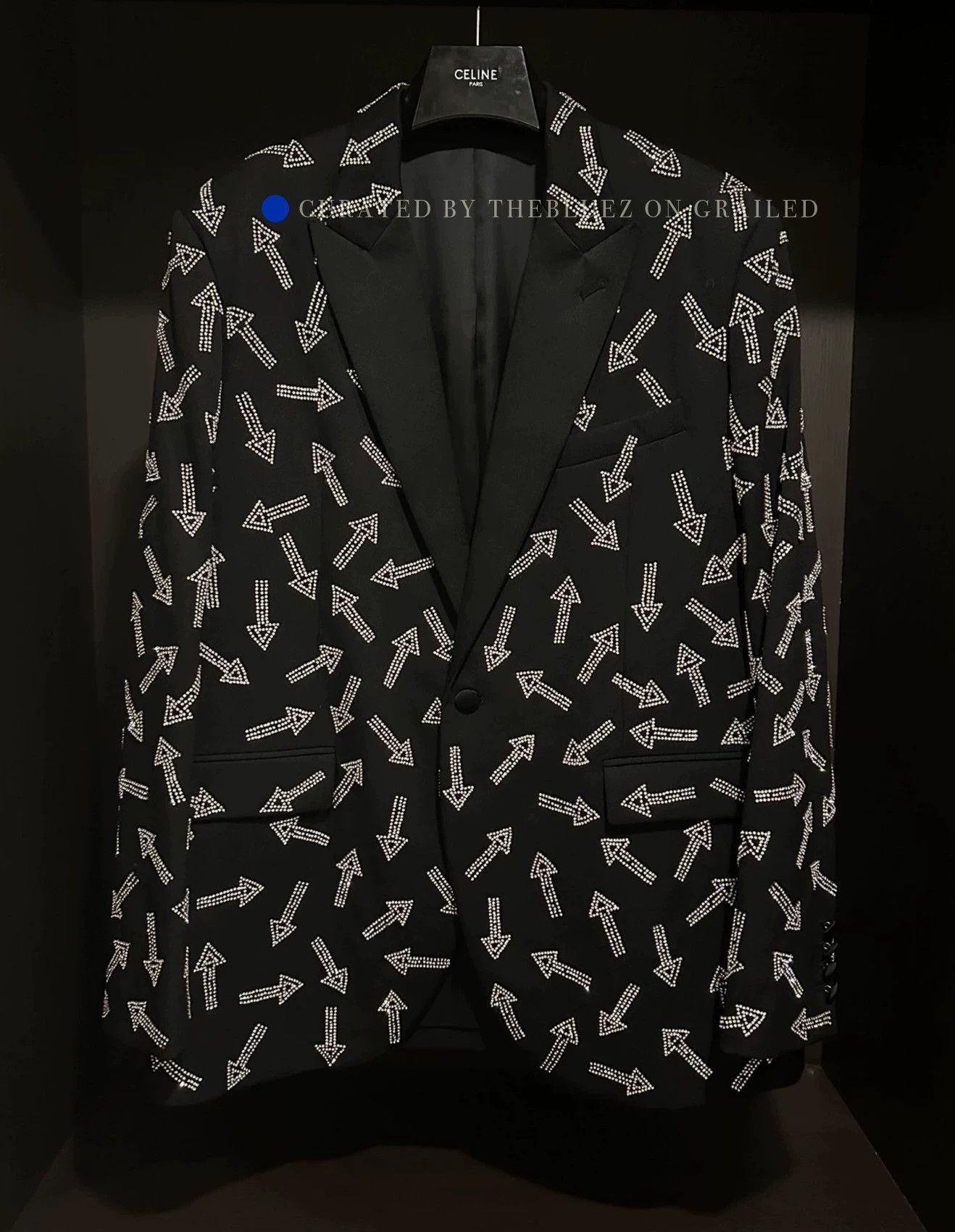 Celine Sleek Black Crystal Arrow Suit Jacket Size US M / EU 48-50 / 2 - 1 Thumbnail