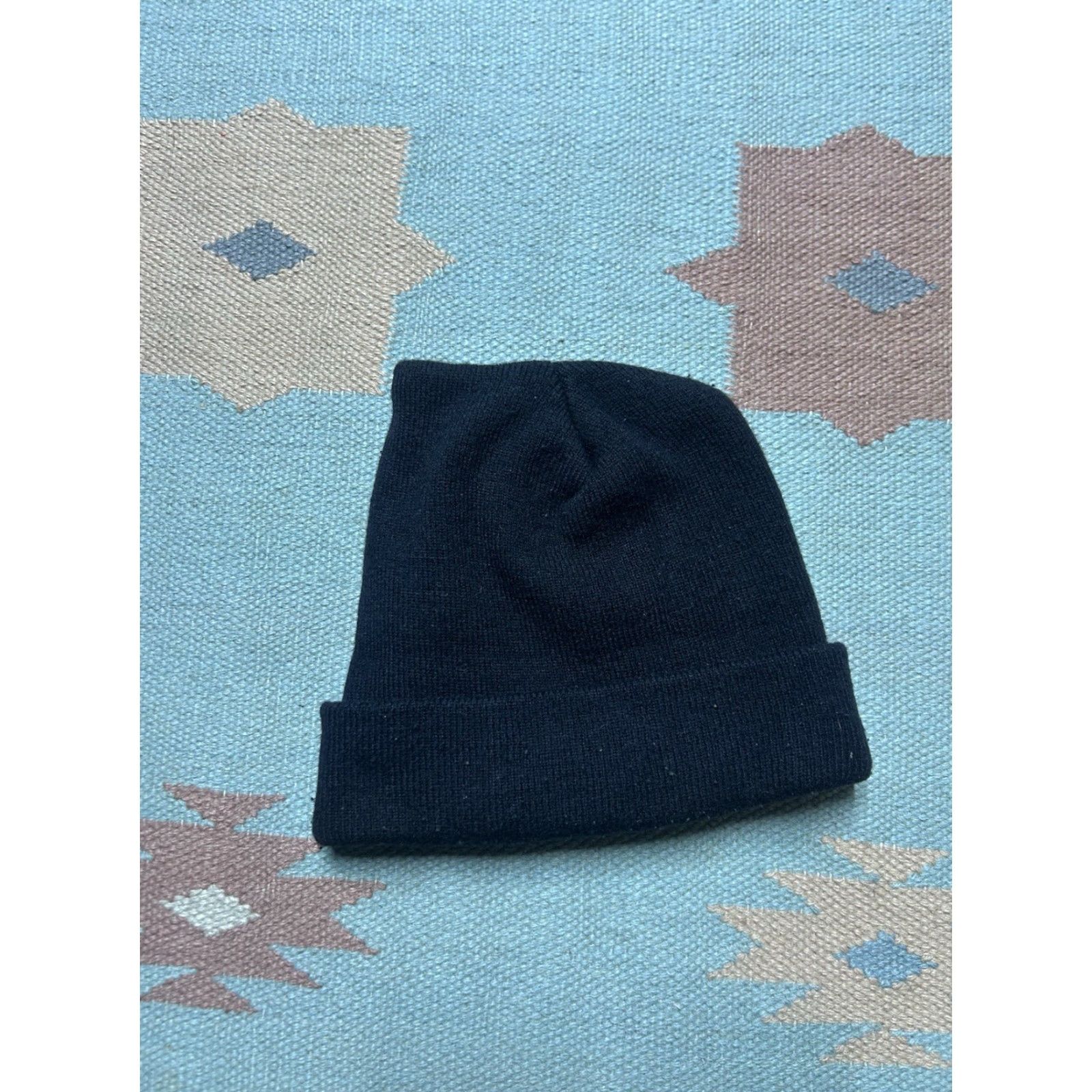 Nike VINTAGE Nike Beanie Knit Acrylic Winter Hat OSFA Black Nike Swoosh Check Big Logo Men Size ONE SIZE - 4 Thumbnail