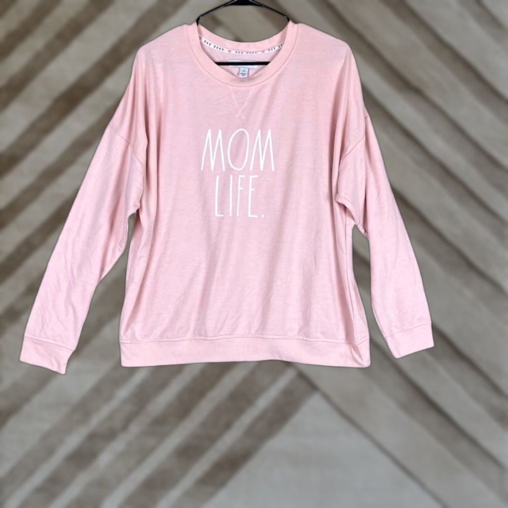 Vintage Rae Dunn Womens Shirt Soft Pink Mom Life Crew Neck Long Sleeve Stretch Large Size L / US 10 / IT 46 - 1 Thumbnail