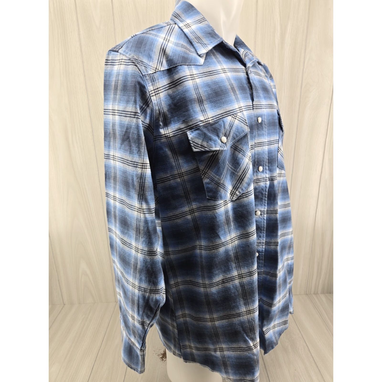 Wrangler Wrangler Button-Up Shirt Blue Plaid Pearl Snap Western 2XT Men's Long Sleeve Casual Size US XXL / EU 58 / 5 - 5 Thumbnail
