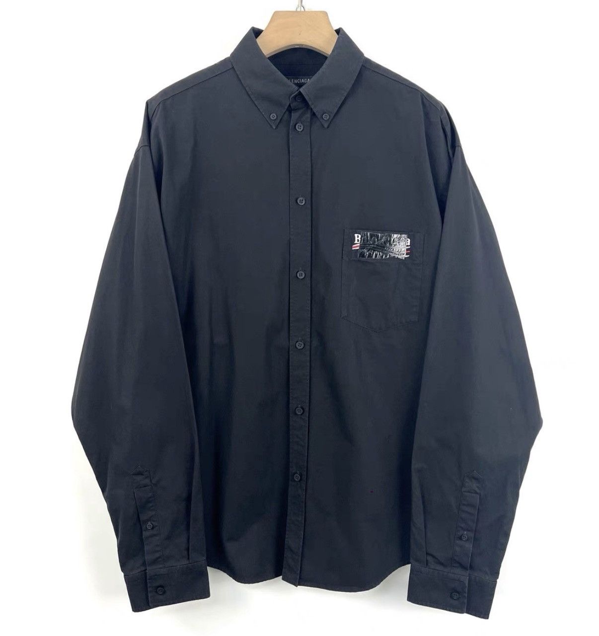 Balenciaga Balenciaga Black Vinyl Embroidered Coke Shirt K12 Size US L / EU 52-54 / 3 - 1 Thumbnail
