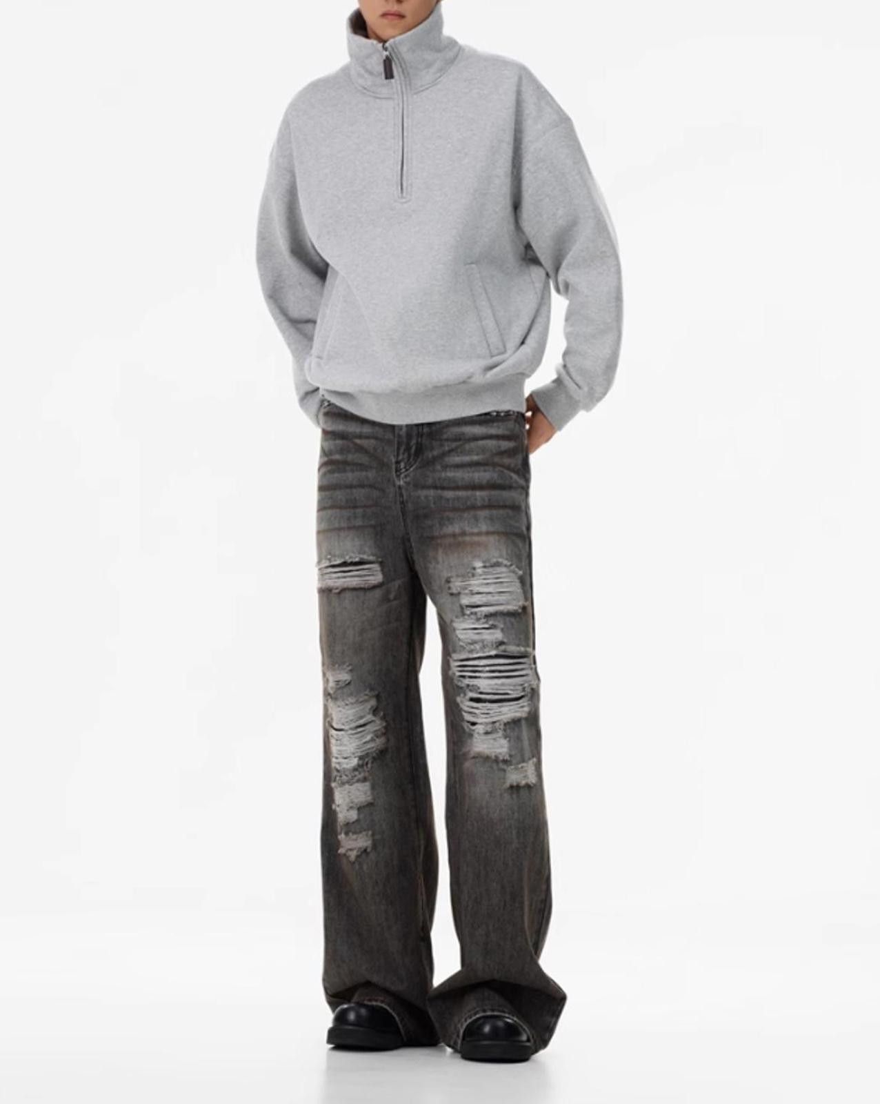 Vintage Gray Distressed Flare Jeans Size US 32 / EU 48 - 3 Thumbnail