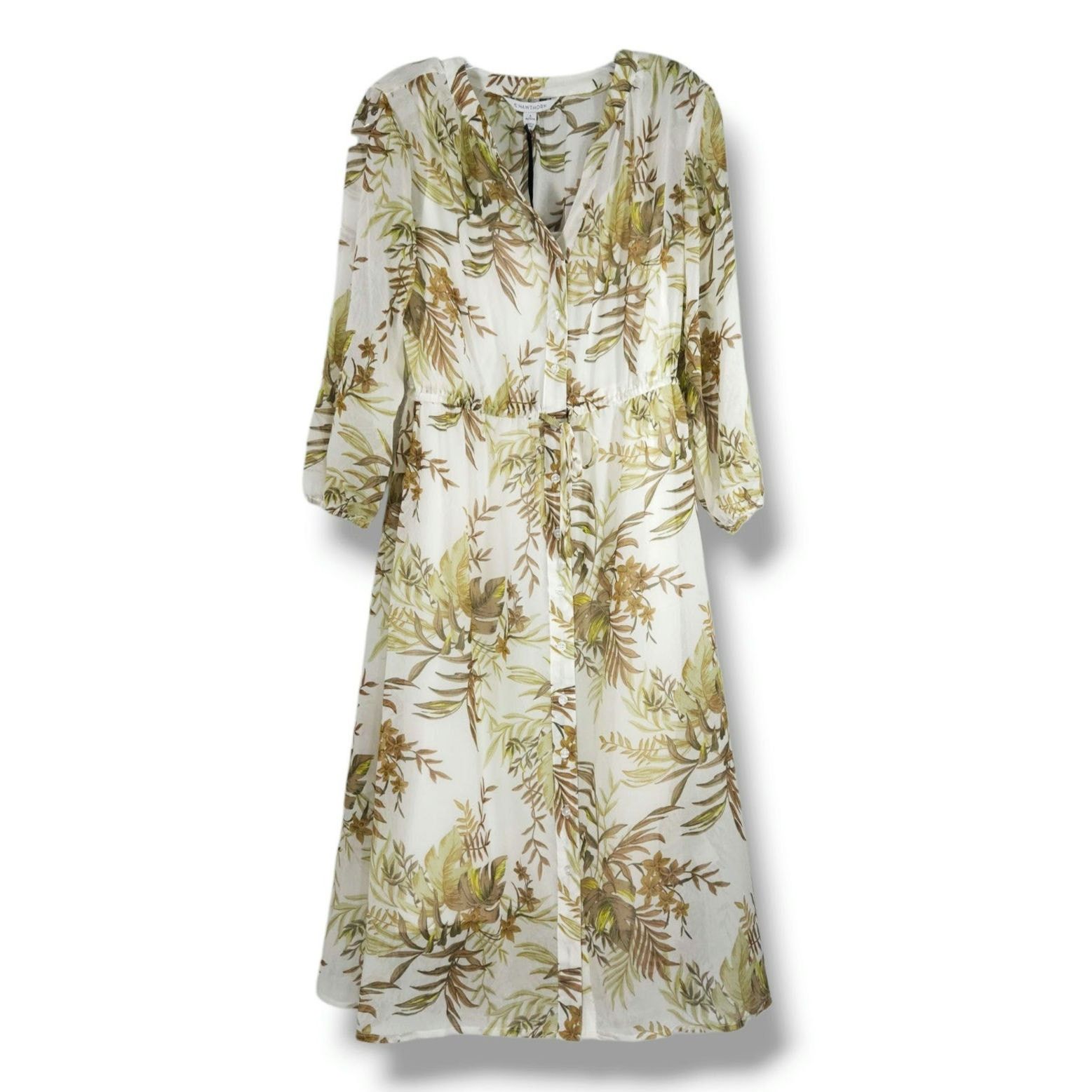 South2 West8 41 Hawthorn Petite Floral Midi Dress Button Ivory Resort 5P Size M / US 6-8 / IT 42-44 - 2 Thumbnail