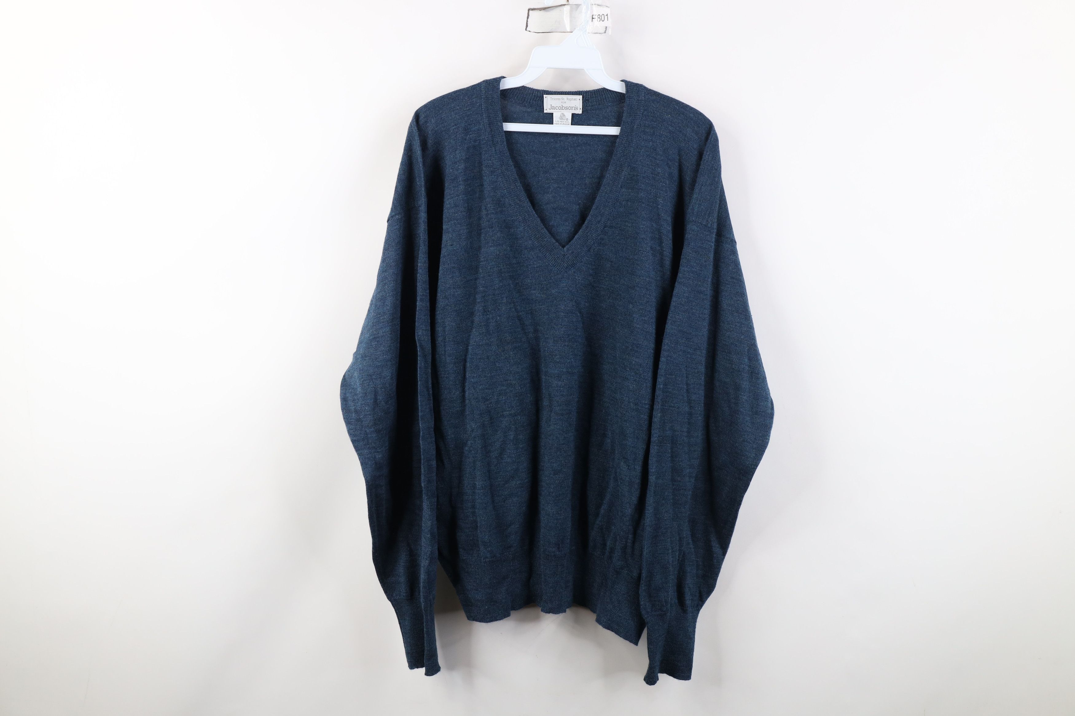Vintage Vintage 90s Streetwear New Wool Knit V-Neck Sweater Blue Size US XL / EU 56 / 4 - 1 Thumbnail