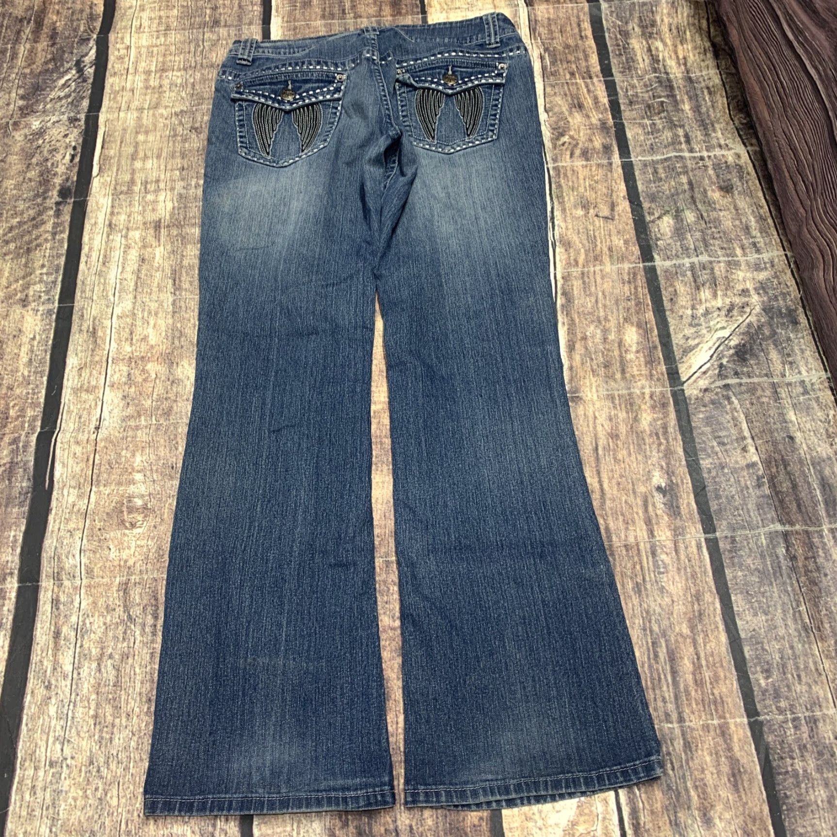 Denime Hybrid & Company Jeans Women Size 9 Blue Denim Low Rise Bootcut 32 x 30 1/2 Size 30" / US 8 / IT 44 - 4 Thumbnail