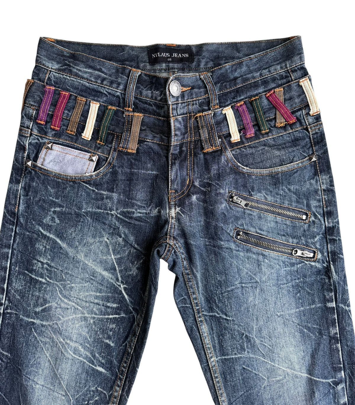 Japanese Brand 🔥Japanese Brand Nylaus Double Waist Distressed Denim Jeans Size US 32 / EU 48 - 8 Thumbnail
