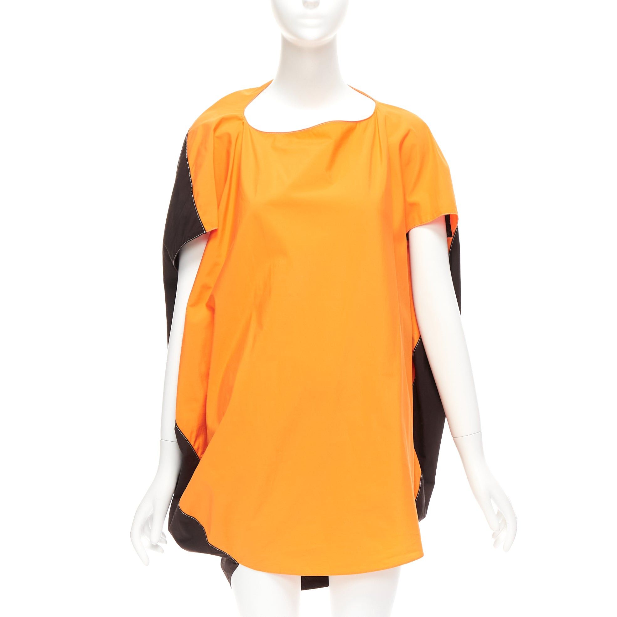 image of Marni Orange Front Brown Cocoon Back 3D Cut Mini Dress It36 Xs, Women's
