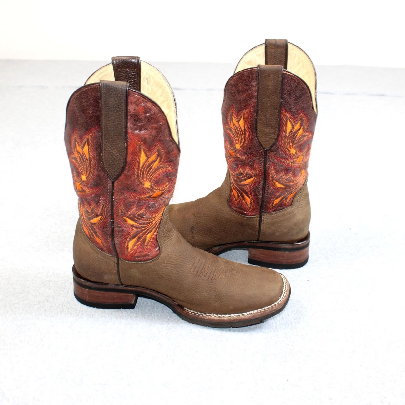 Vintage VINTAGE ROCKIN LEATHER Boots Men 8.5 Brown Western Cowboy Square Toe Embroidered Southwest Rockin Leather Size US 9 / EU 42 - 7 Thumbnail