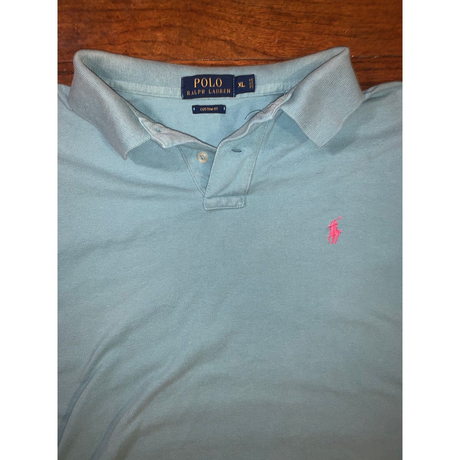 Polo Ralph Lauren Polo Ralph Lauren Custom Fit Polo Shirt XL Light Blue Size US XL / EU 56 / 4 - 2 Thumbnail