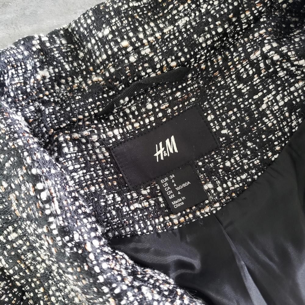 H&M Black White H&M Oversized Boucle Coat Size S / US 4 / IT 40 - 3 Thumbnail