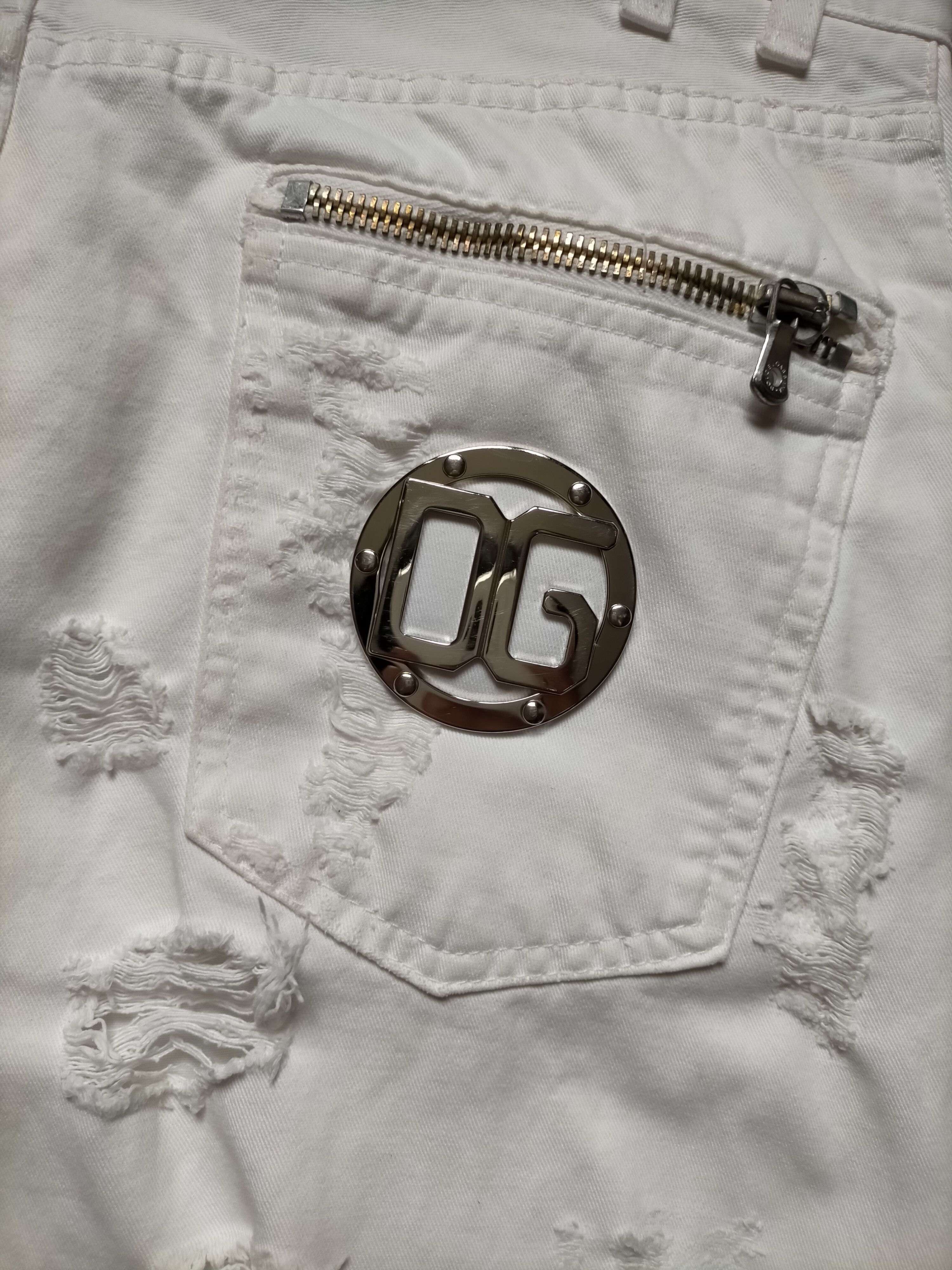 Dolce & Gabbana Dolce&Gabbana White Ripped Jeans 2005 Zipped Denim Size US 34 / EU 50 - 17 Thumbnail