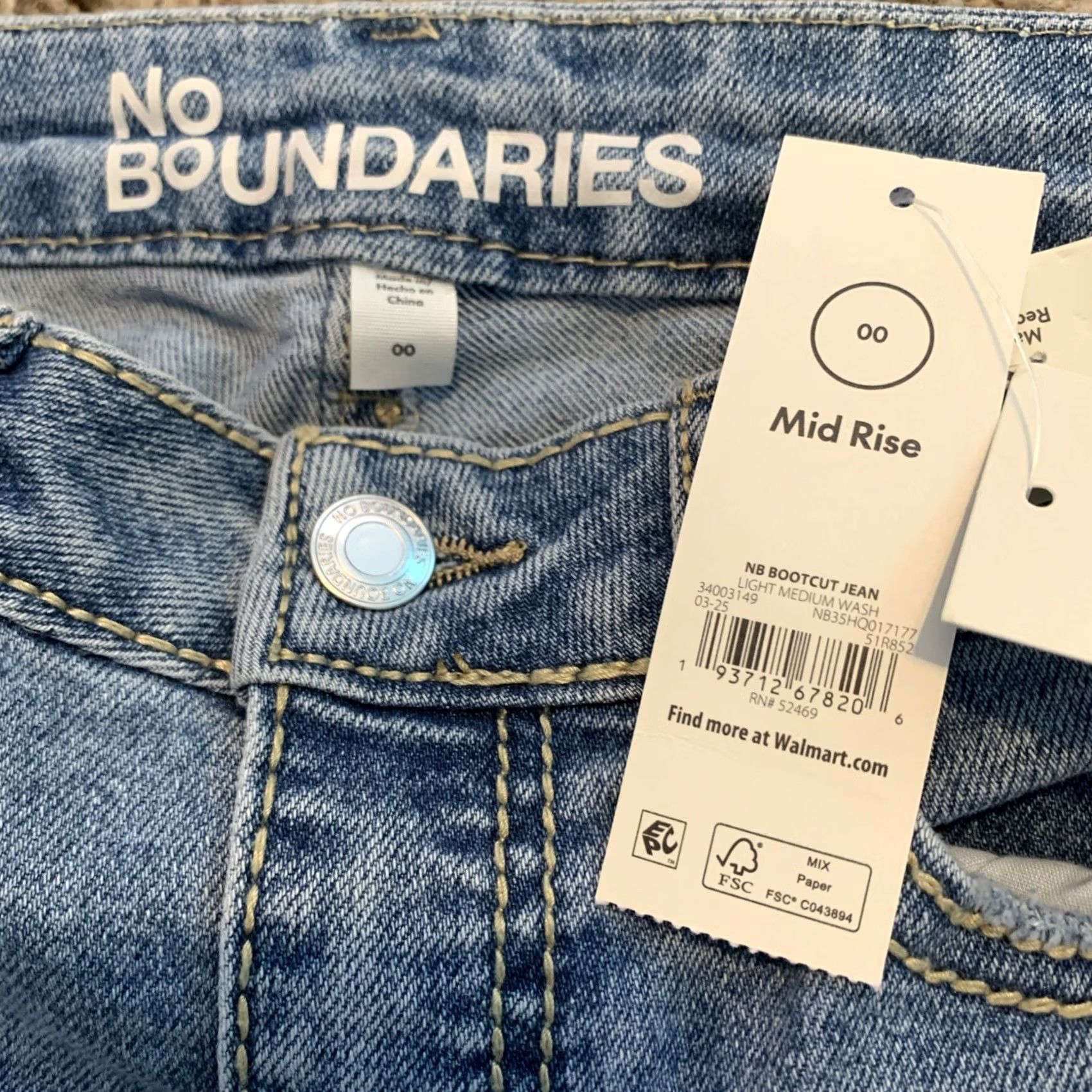 Vintage No Boundaries Jeans Bootcut Woman Juniors 00 Mid Rise 25x32 Light Blue Denim Stretch Flap Pocket Size 24" / US 00 / IT 34 - 5 Thumbnail