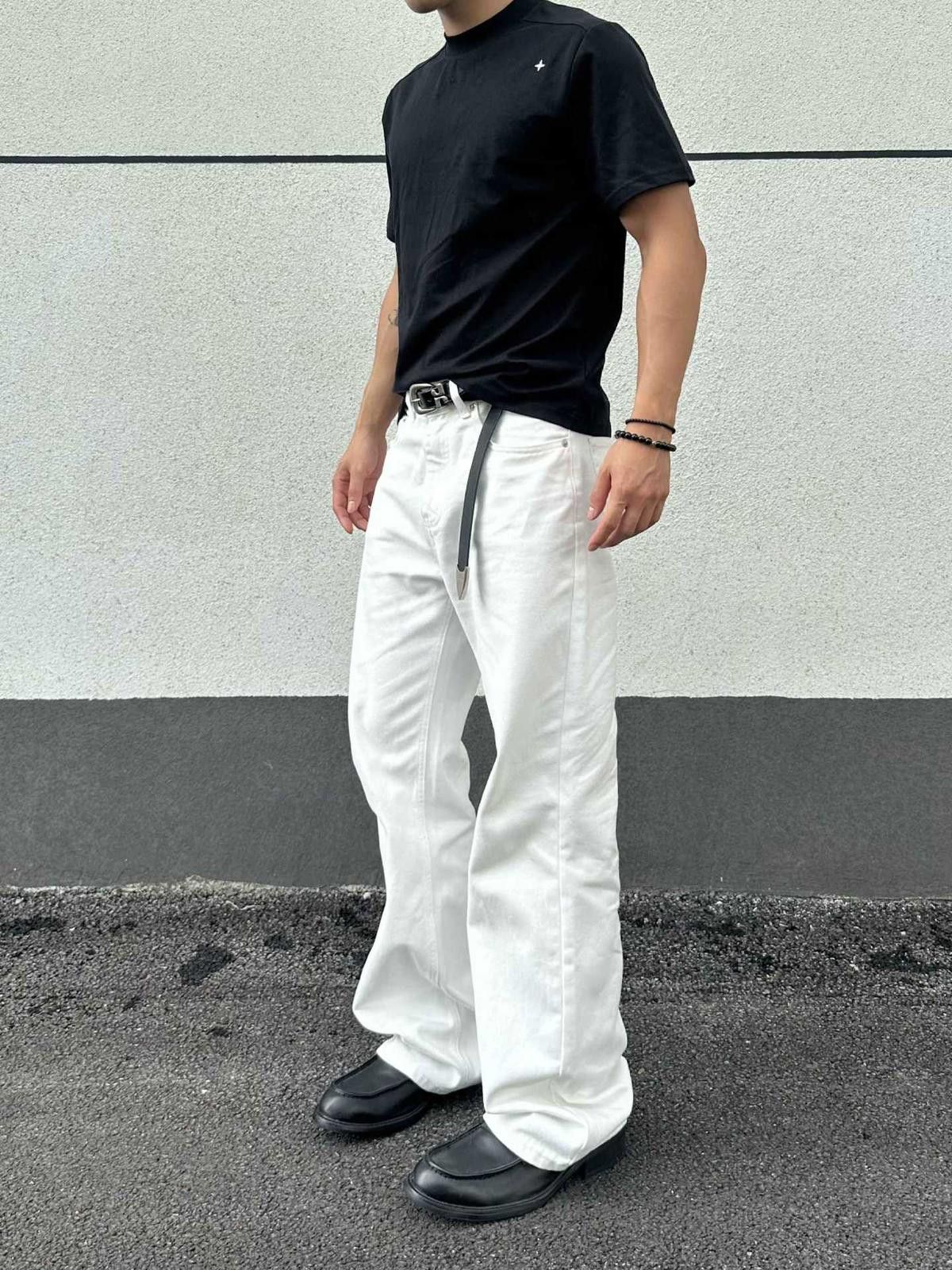 White Straight Leg Micro Flared Jeans