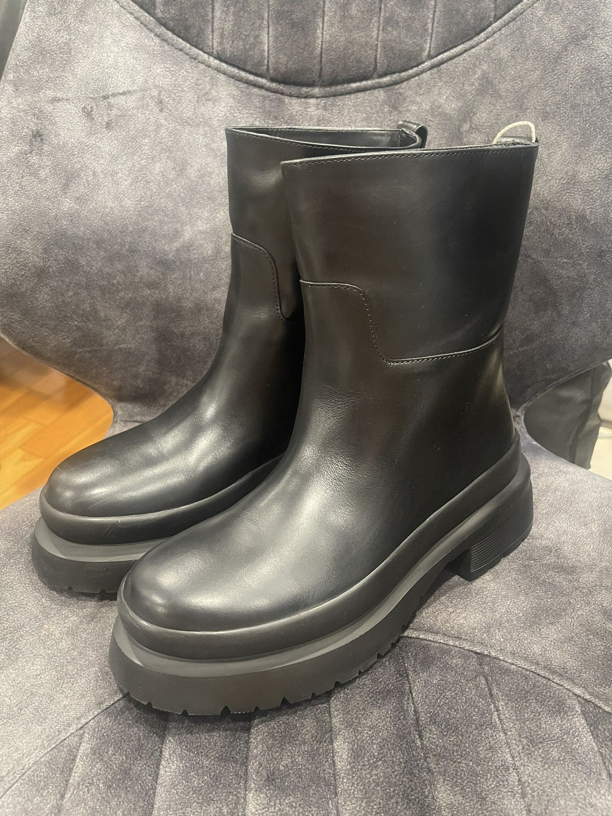 image of Beautiful New Unworn Valentino Leather Boots in Black, Men's (Size 9)